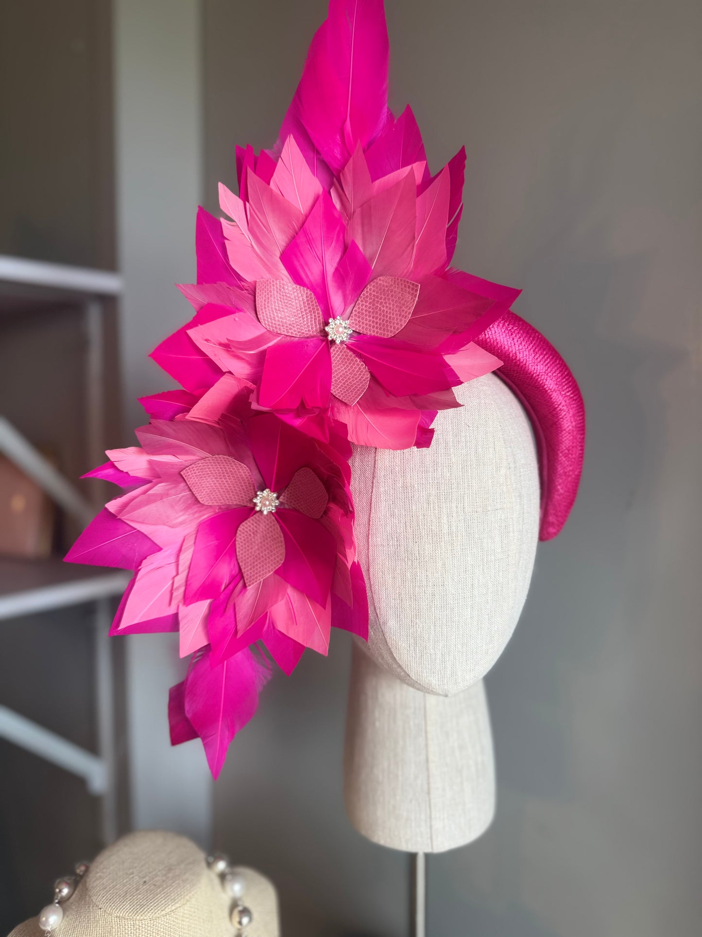 “Jessica” Pink feather statement