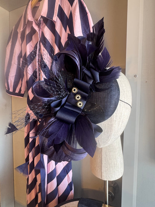 “Melanie” navy blue statement fascinator