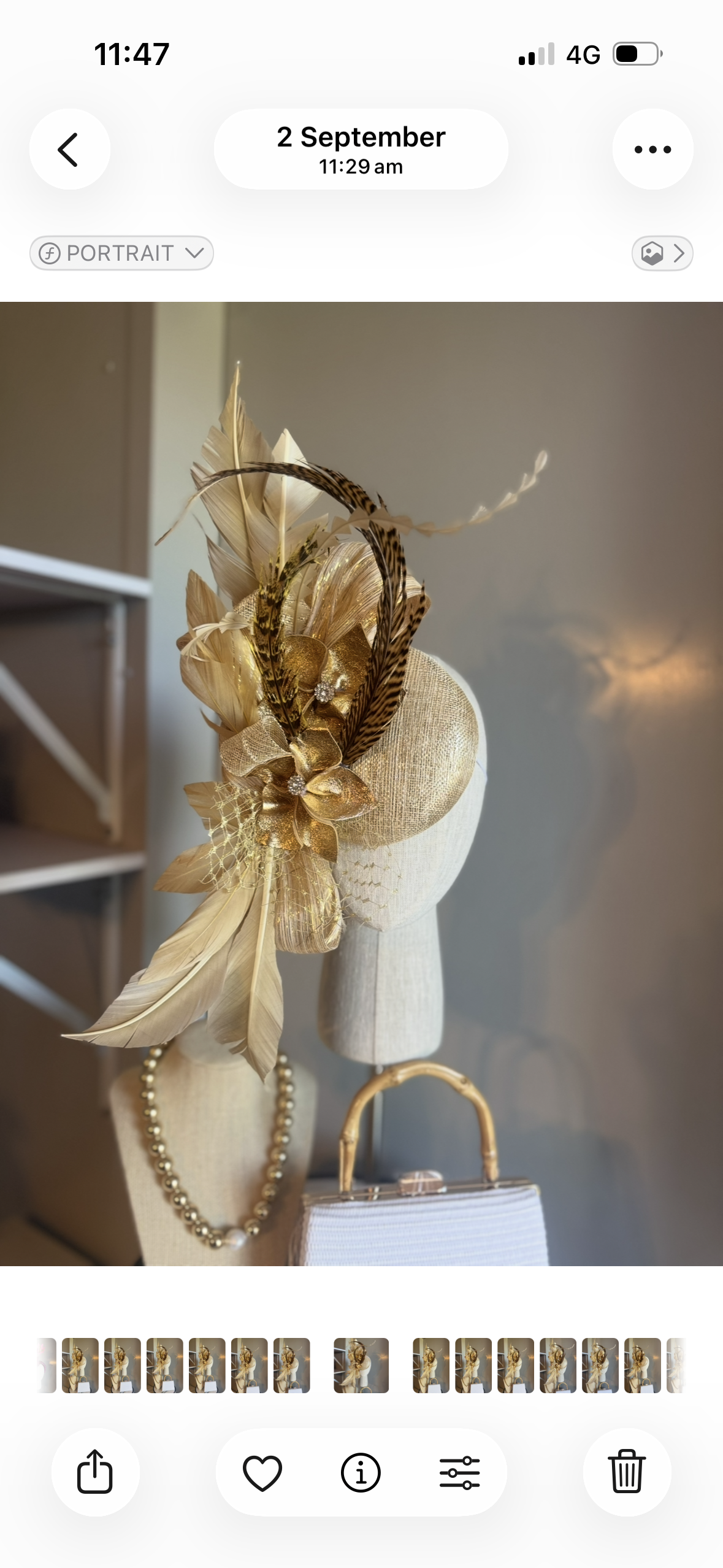 “Isabella” Gold feather statement