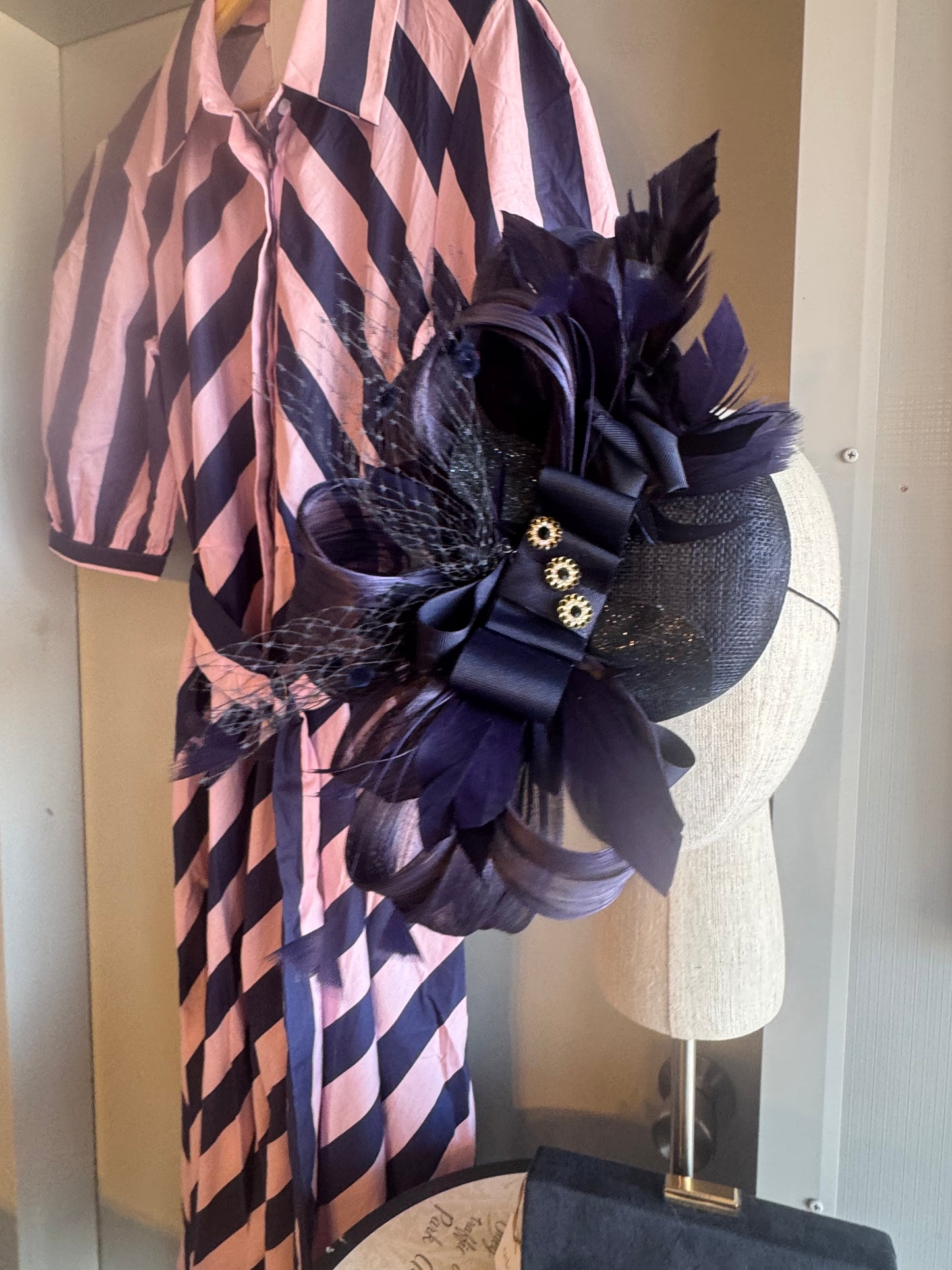 “Melanie” navy blue statement fascinator