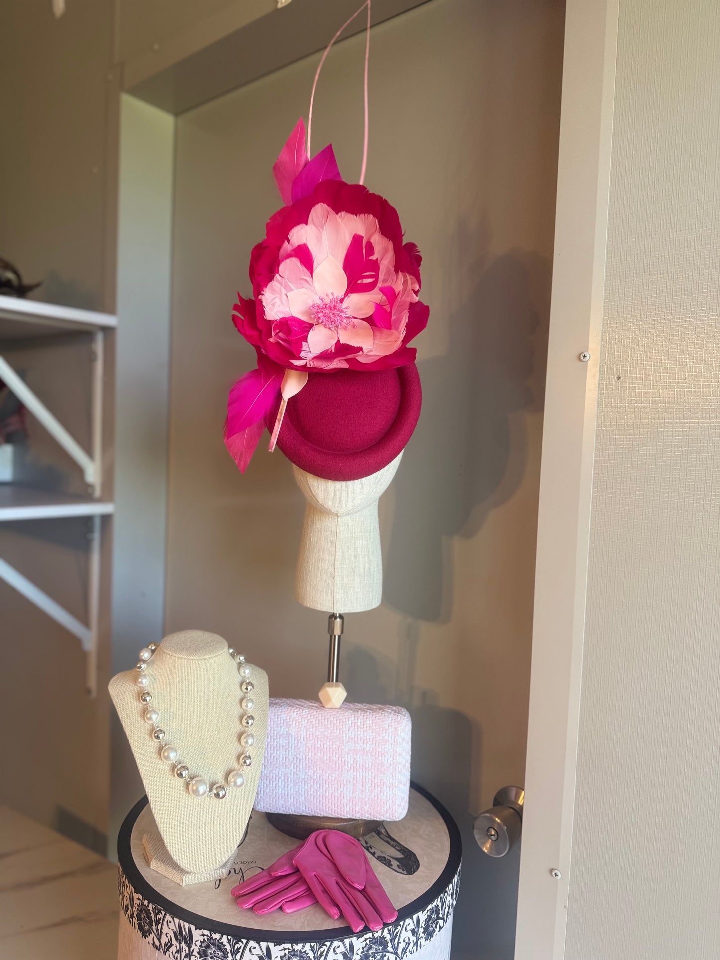 “Tilly” pink feather statement