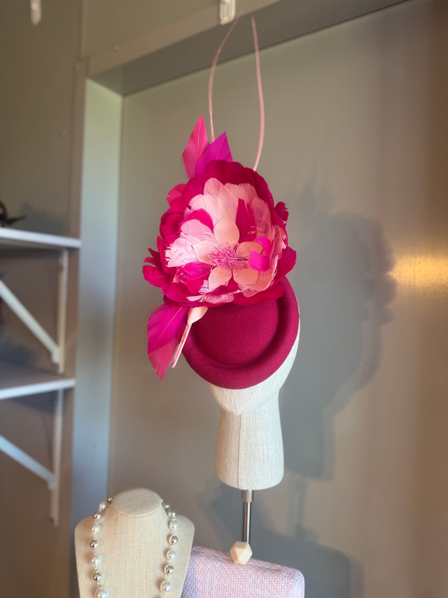 “Tilly” pink feather statement