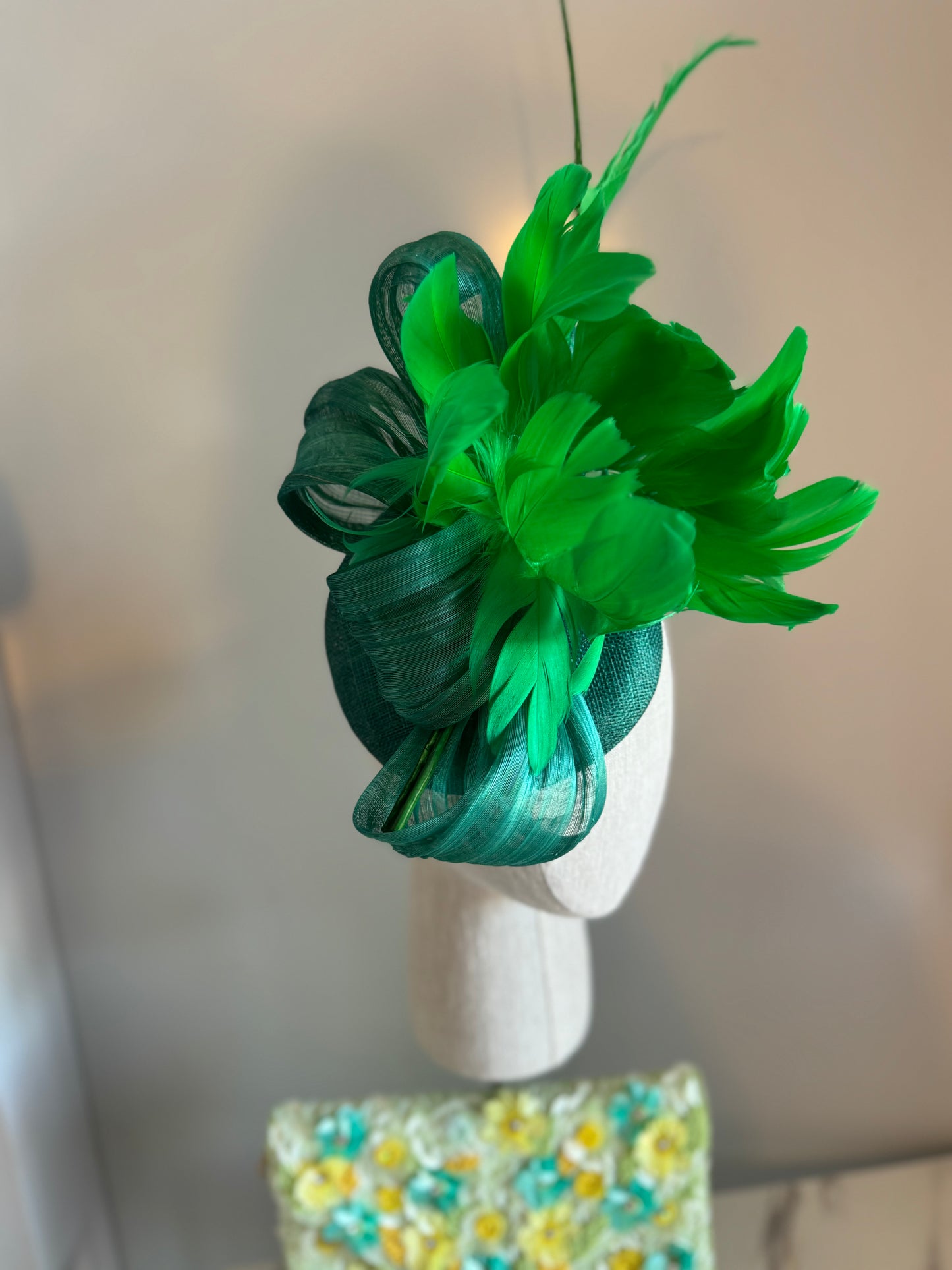 “Kiki” green feather statement