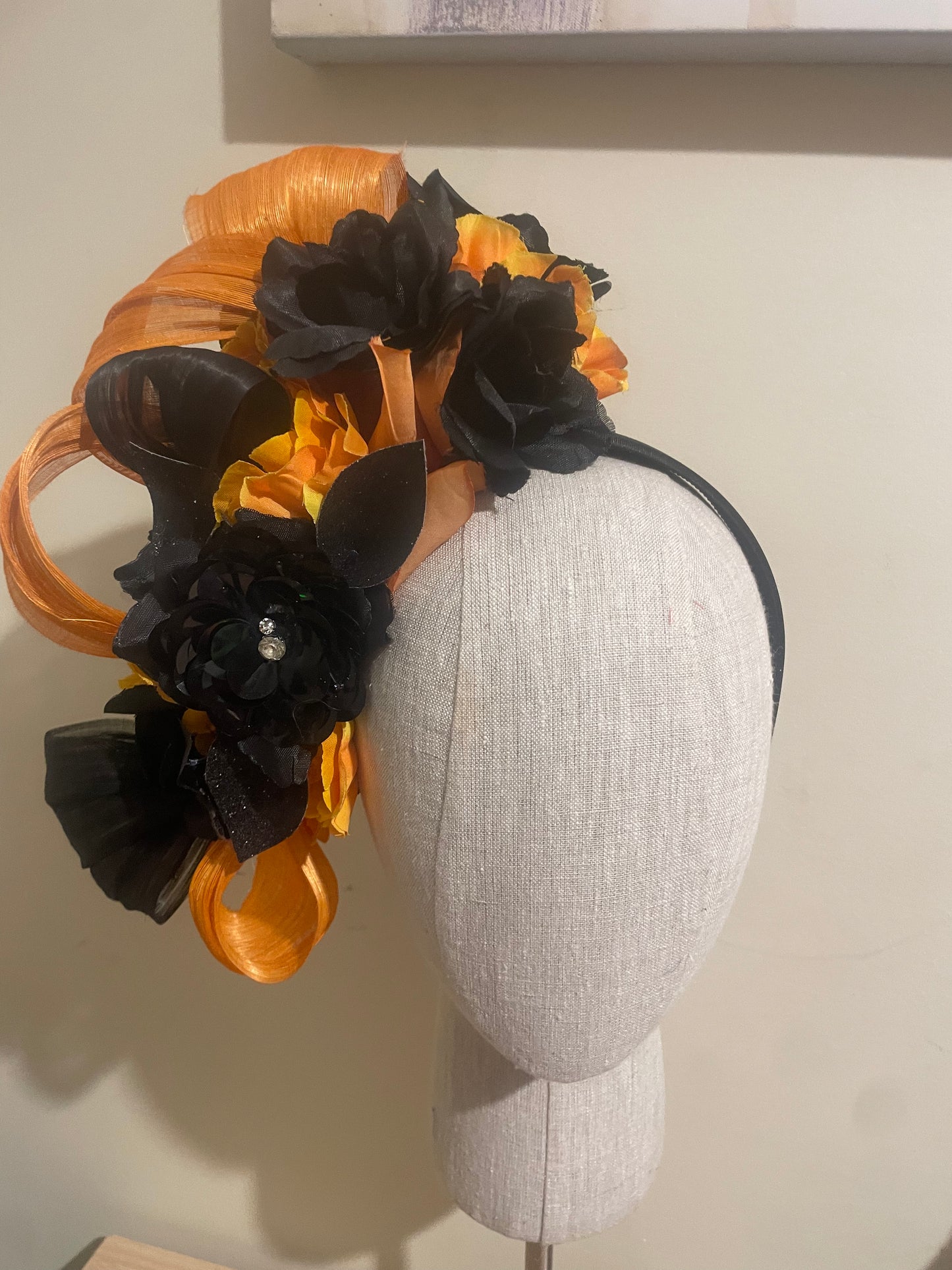 Black & orange floral