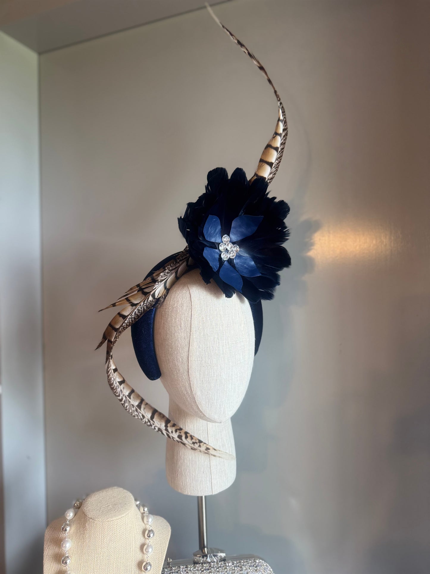“Taylor” Navy feather statement