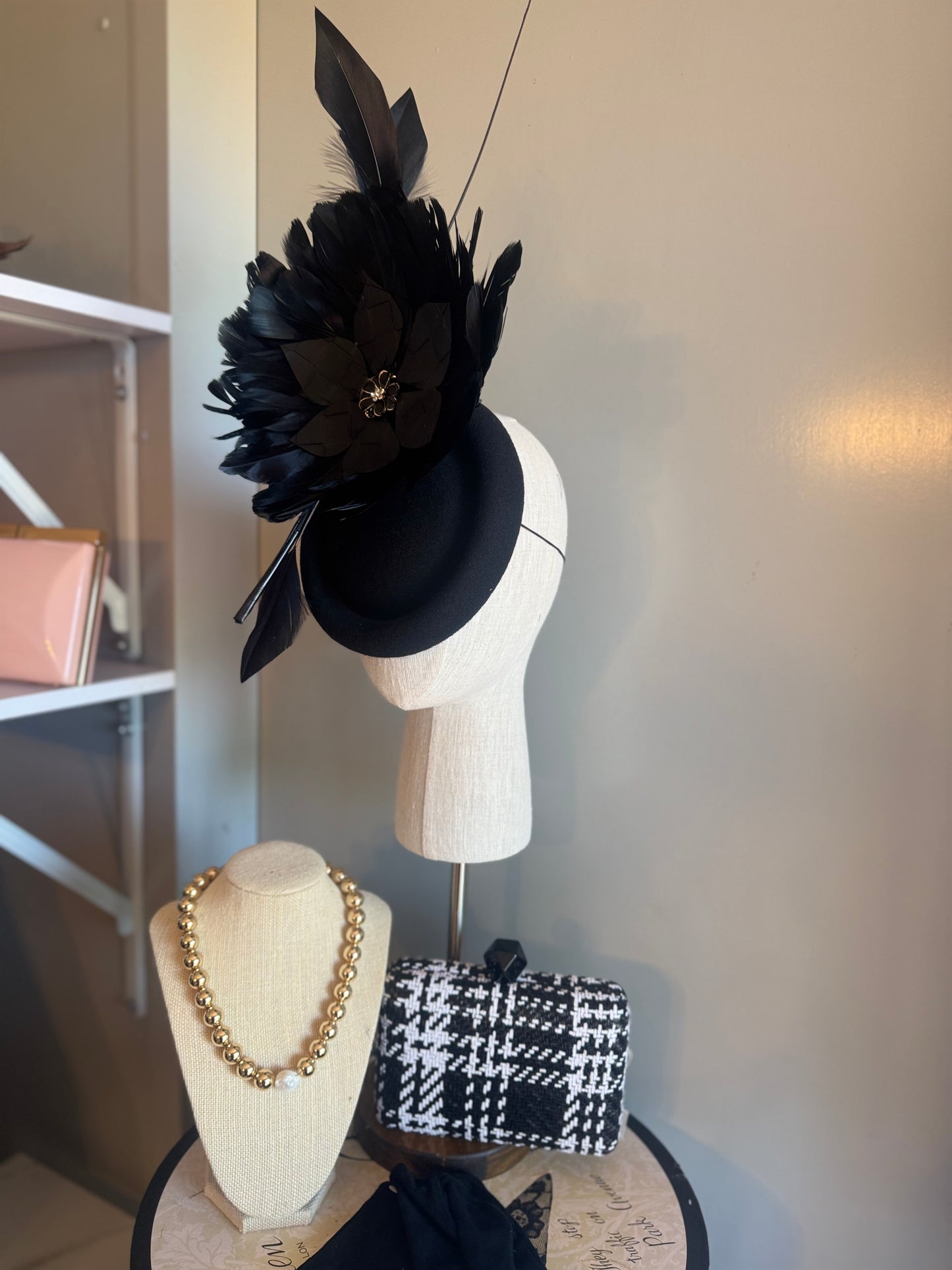 “Nettie” black feather statement