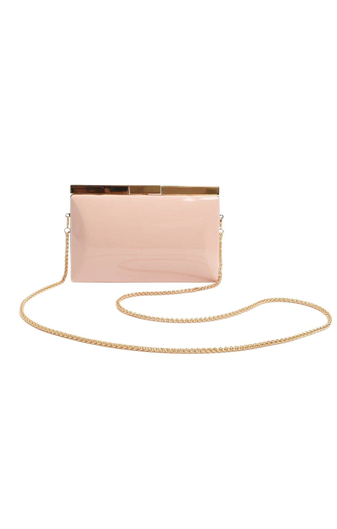 Simona gloss structured clutch peach