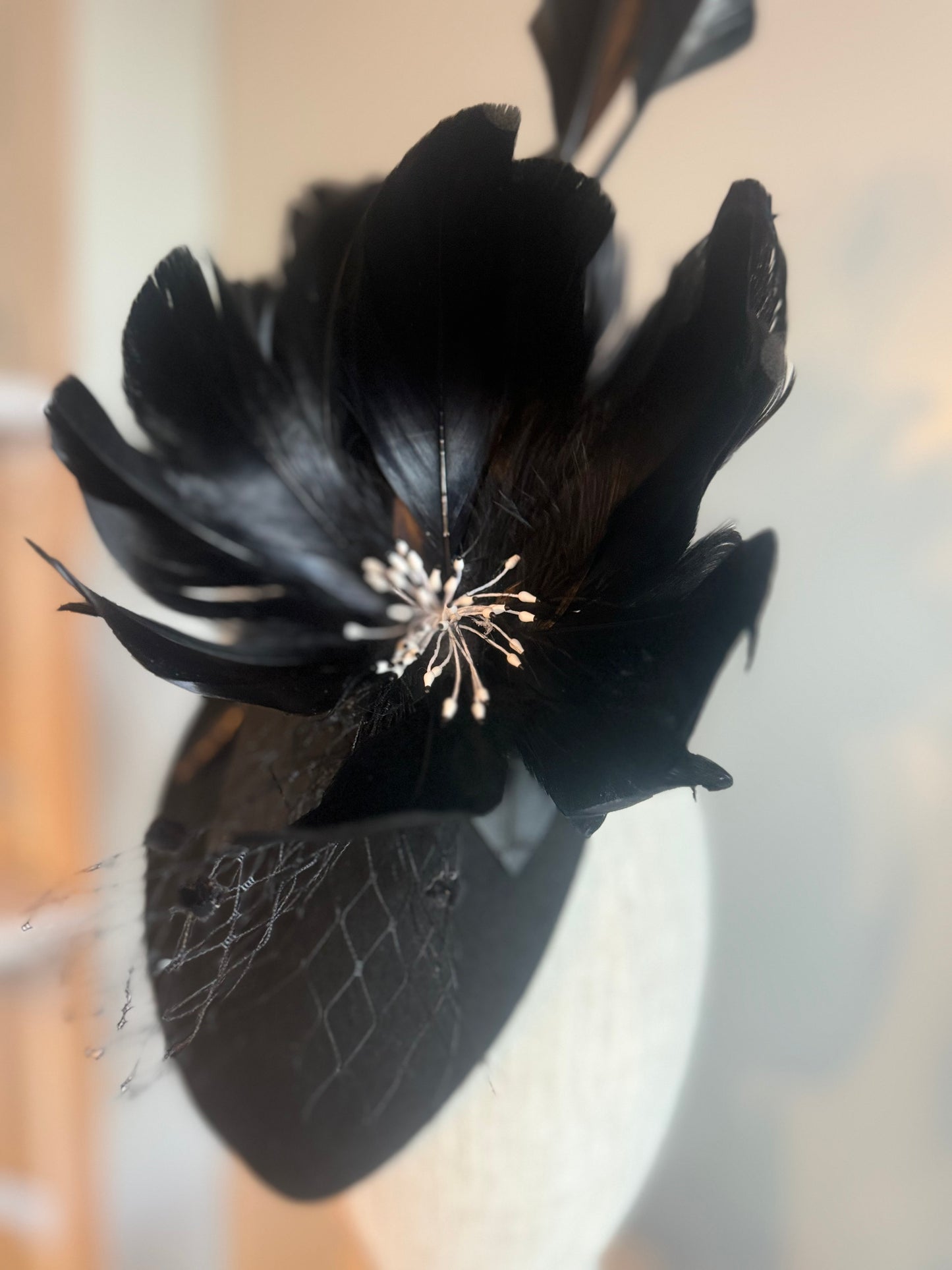 “Gypsy”black feather pillbox