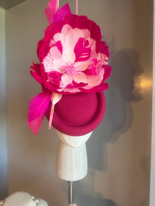“Tilly” pink feather statement