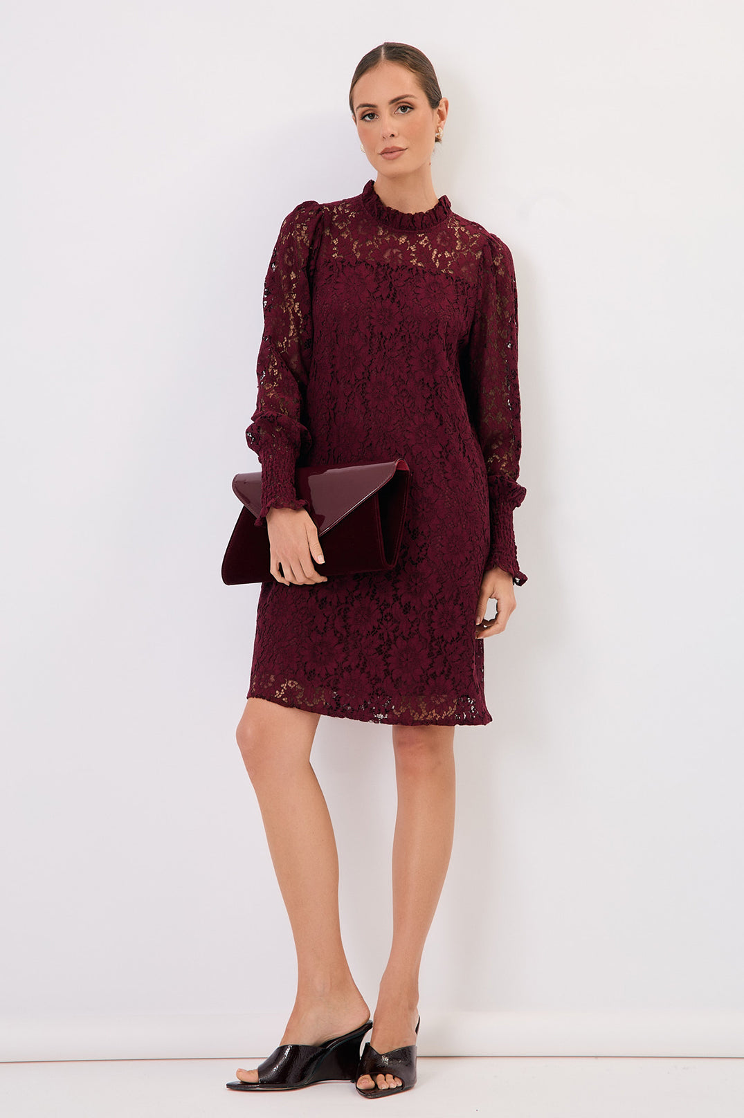 Olivia lace long sleeve dress burgundy size 10