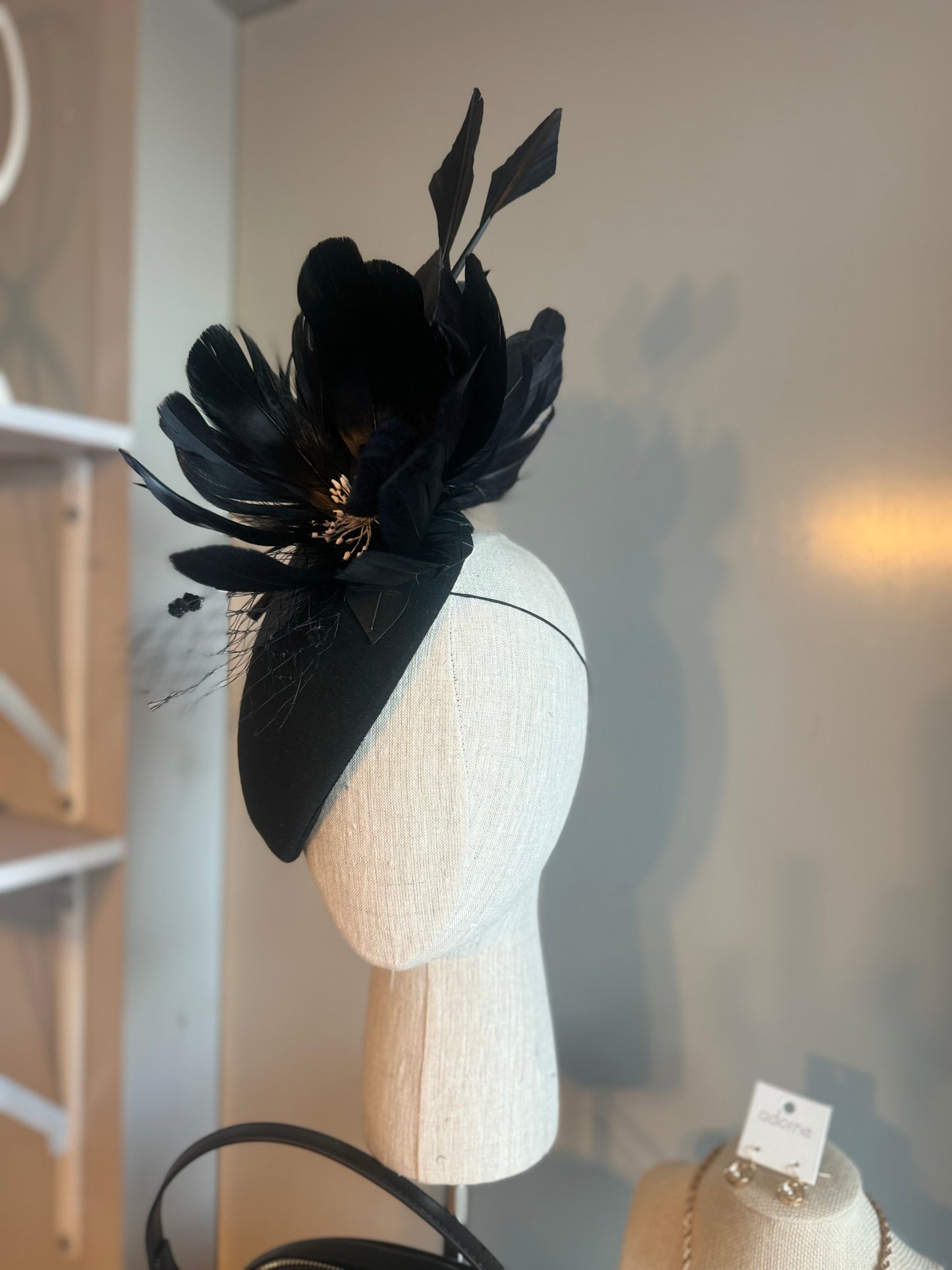 “Gypsy”black feather pillbox