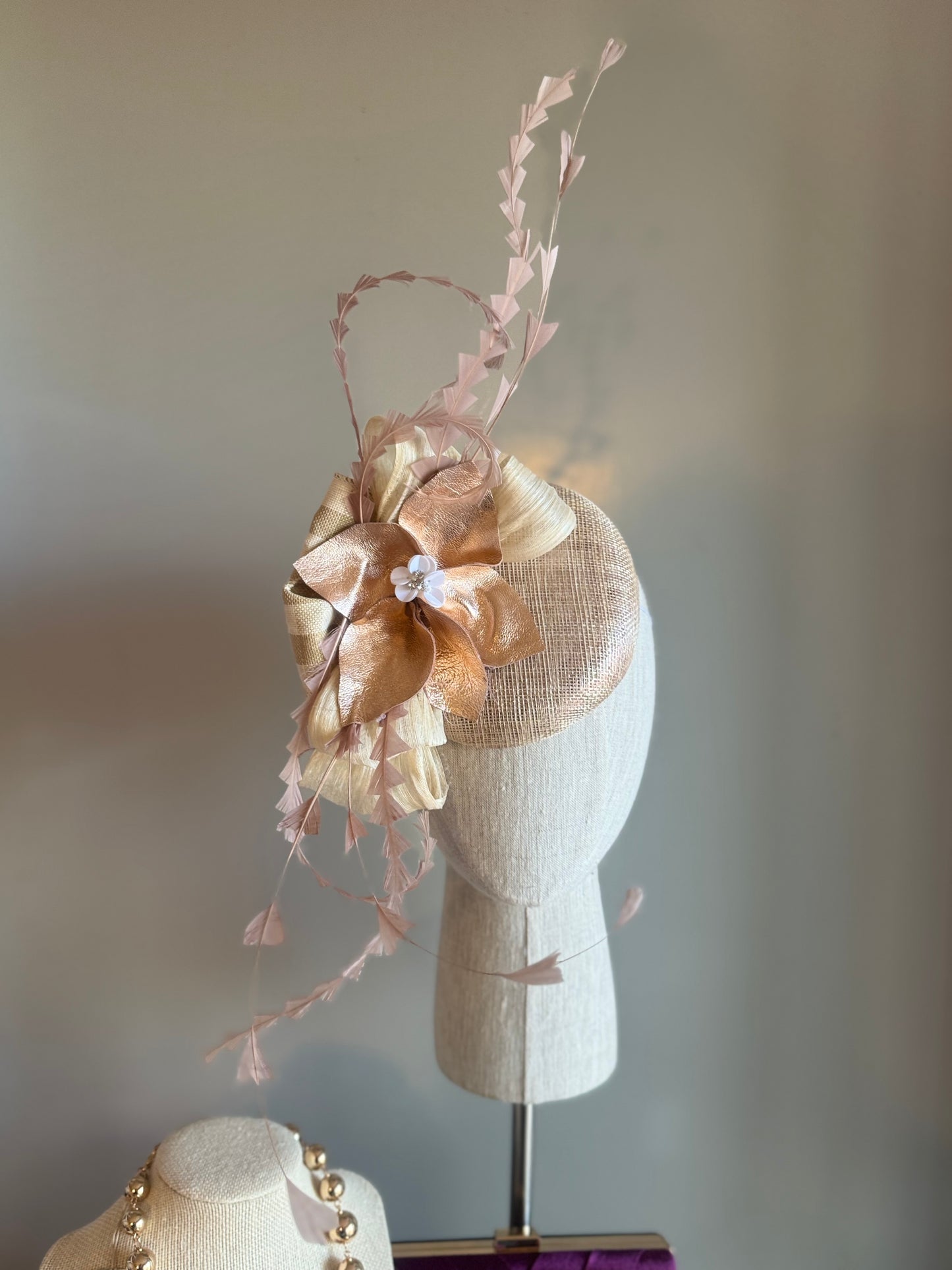 “Emmi” rose gold statement fascinator