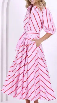Bianca dress pink/orangestripe size 10