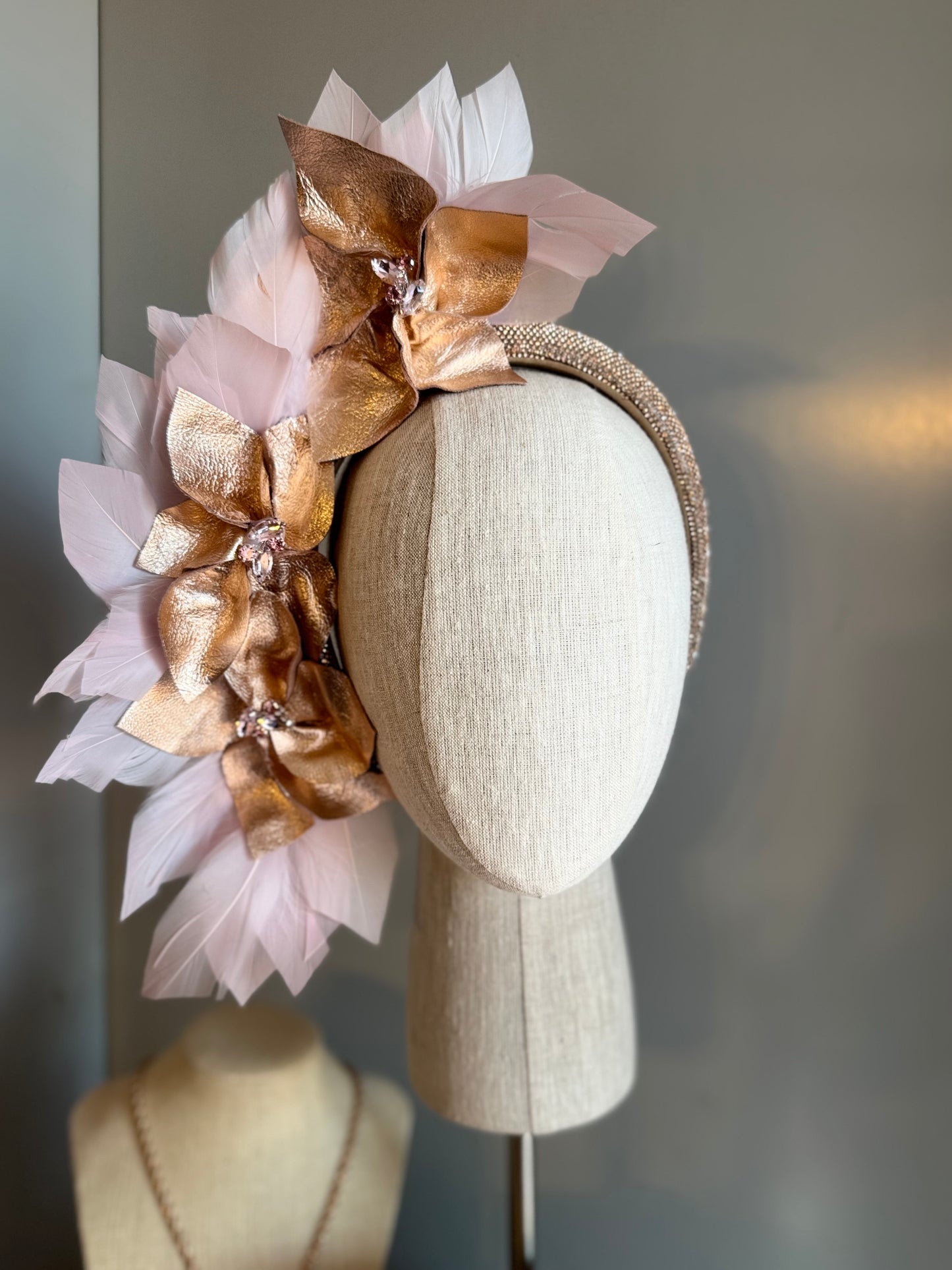 “Greta” rose gold & pink statement