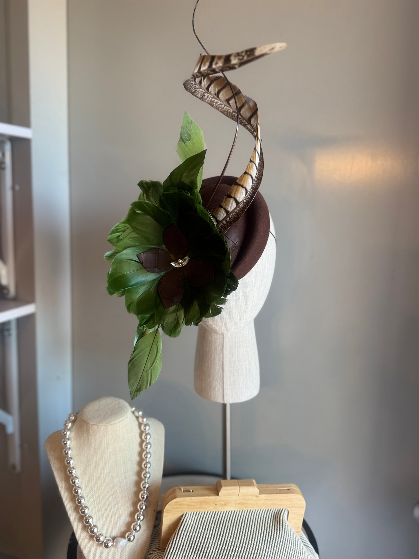 “Gretchen” Brown & Moss statement felt/wool pillbox