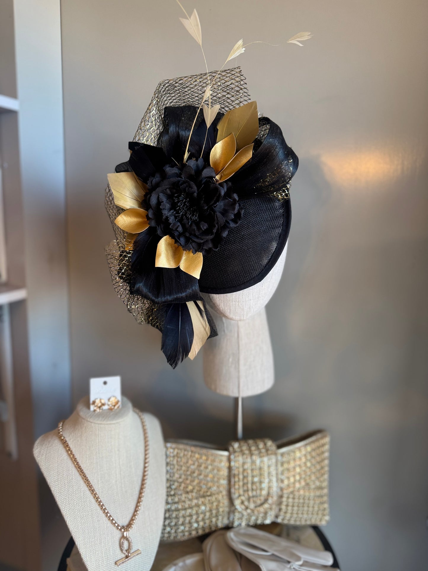 “Samantha” black & gold statement