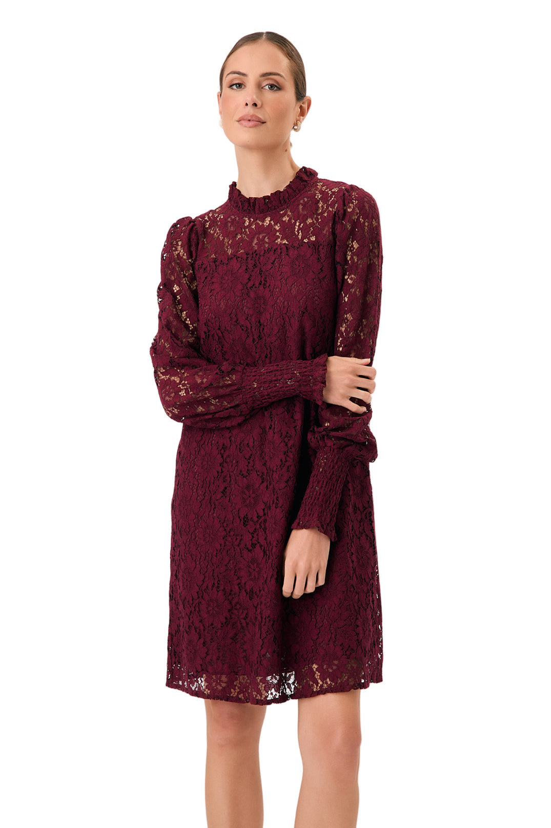 Olivia lace long sleeve dress burgundy size 10