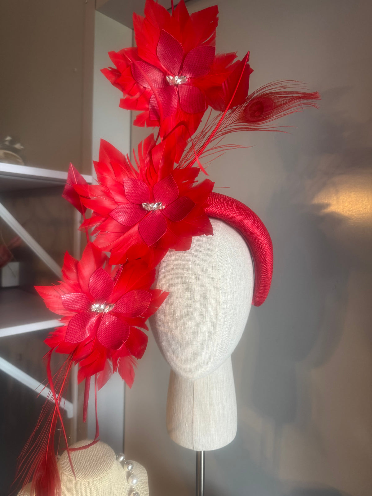 “Charlotte” Red feather statement