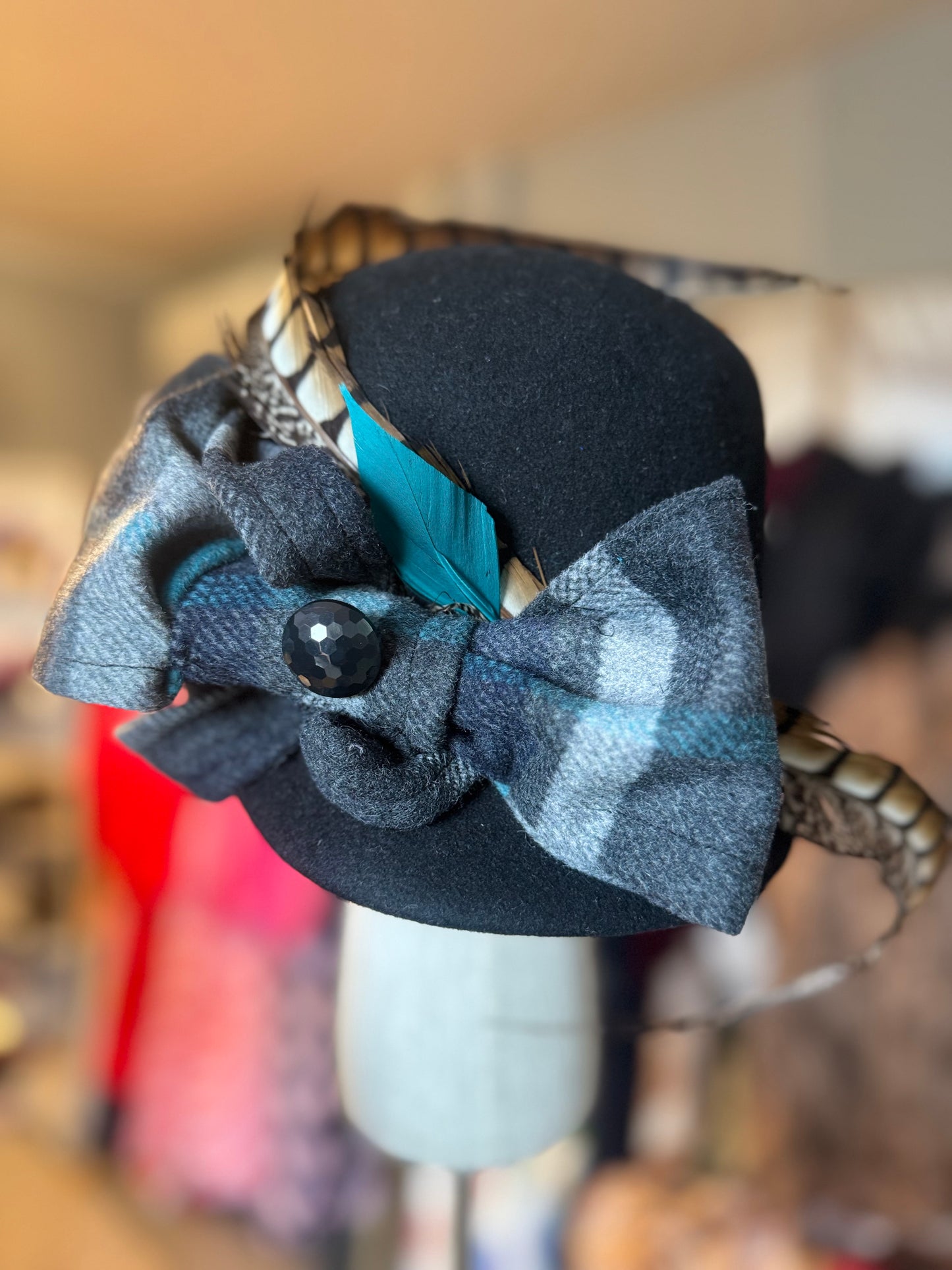 “Ivy” black bow cap statement(custom)