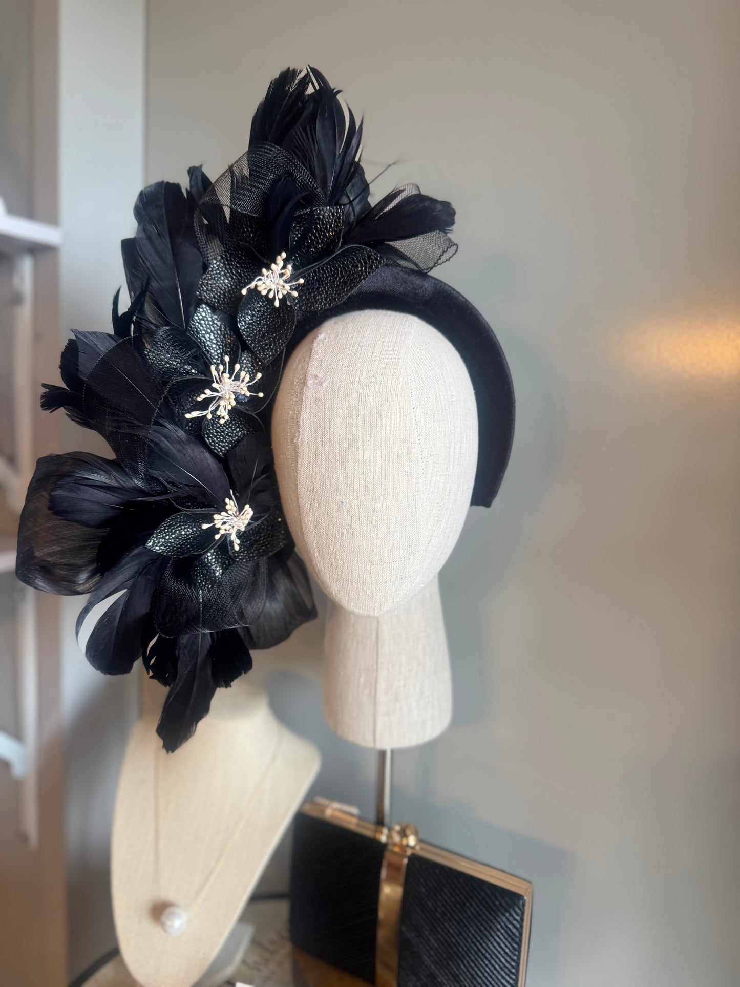 “Felicity” black & off white pleather statement