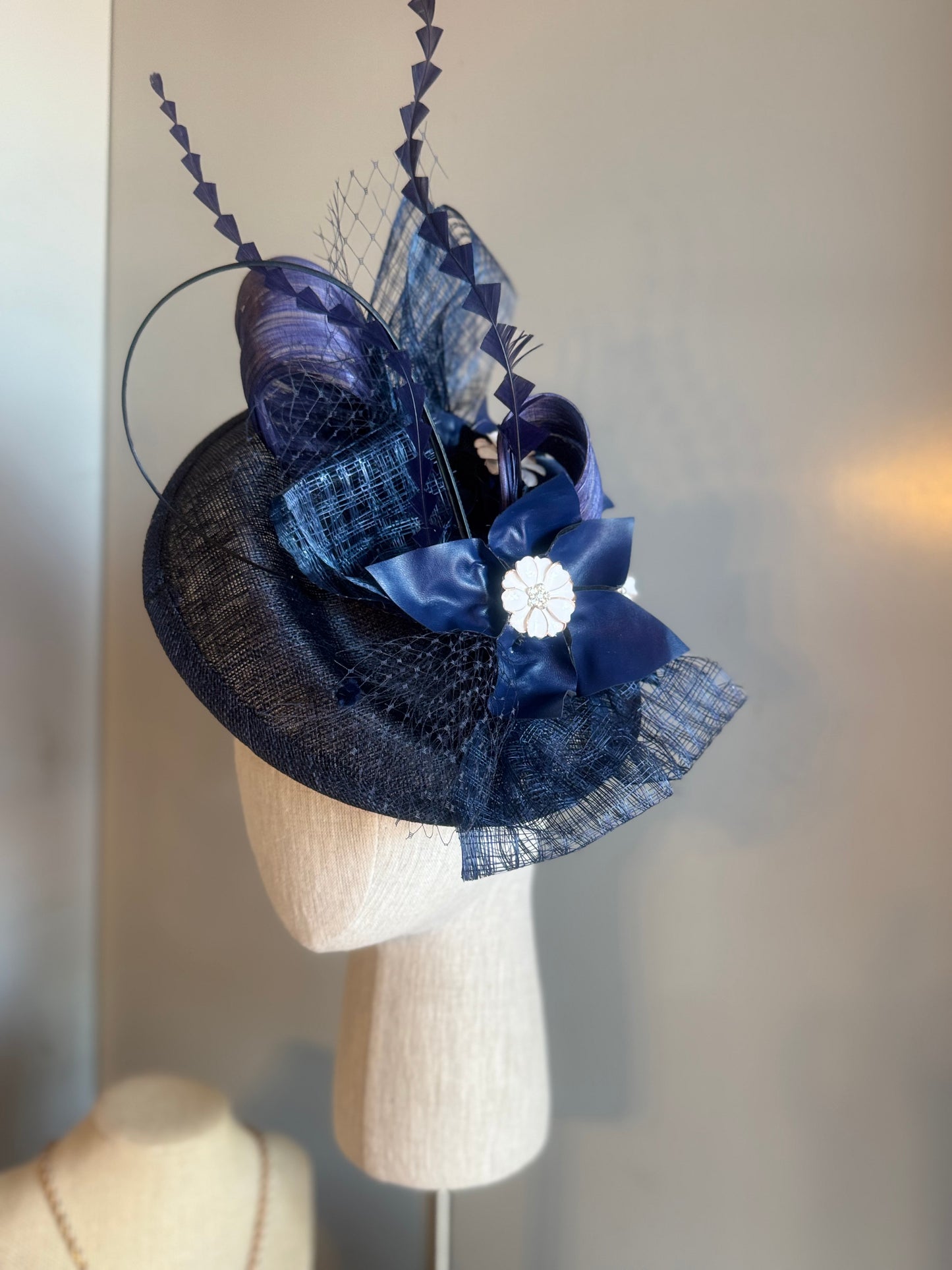 “Lucy” navy statement fascinator