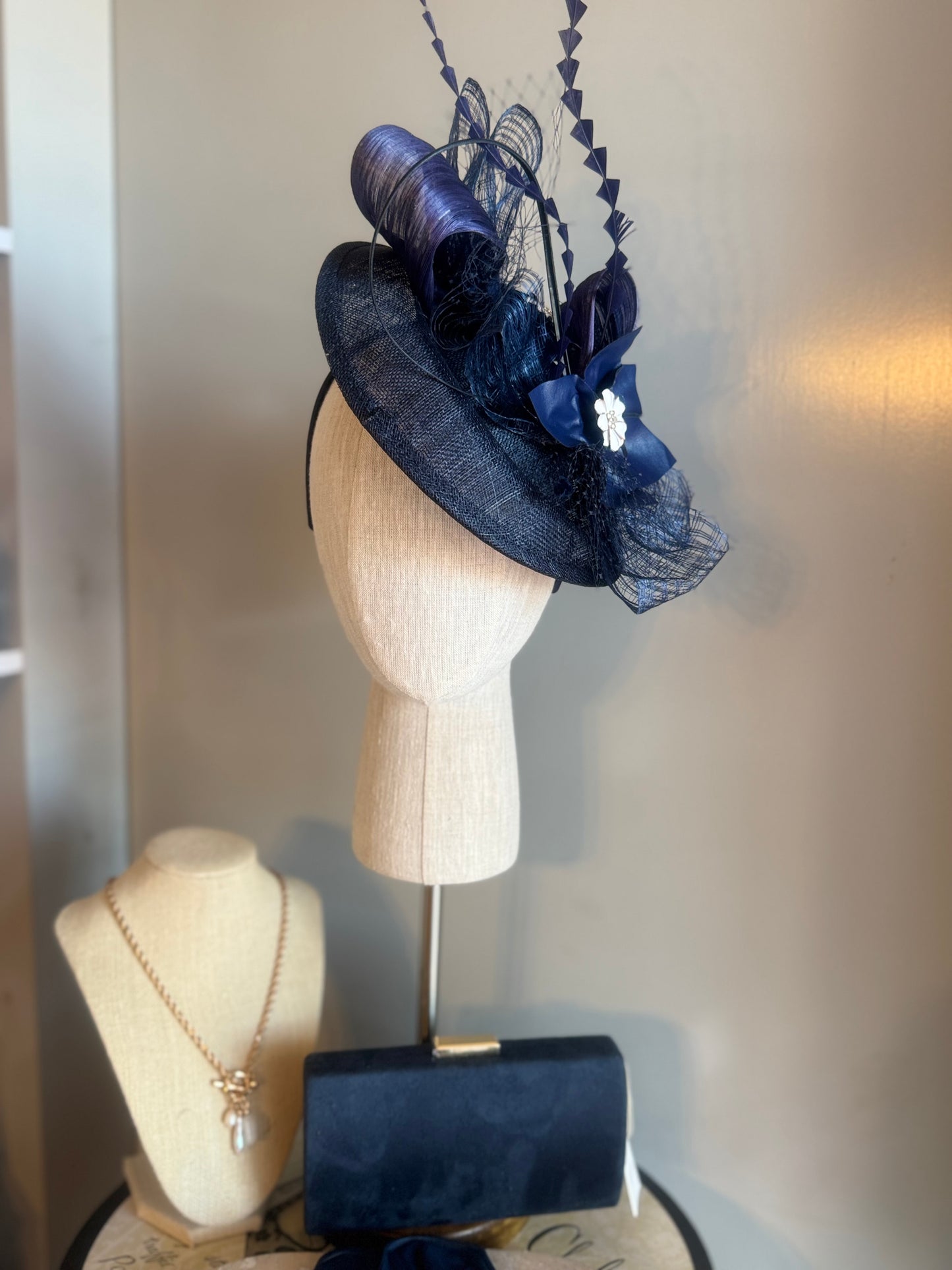 “Lucy” navy statement fascinator