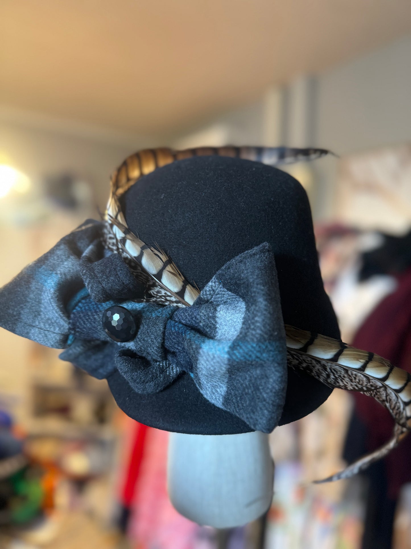 “Ivy” black bow cap statement(custom)