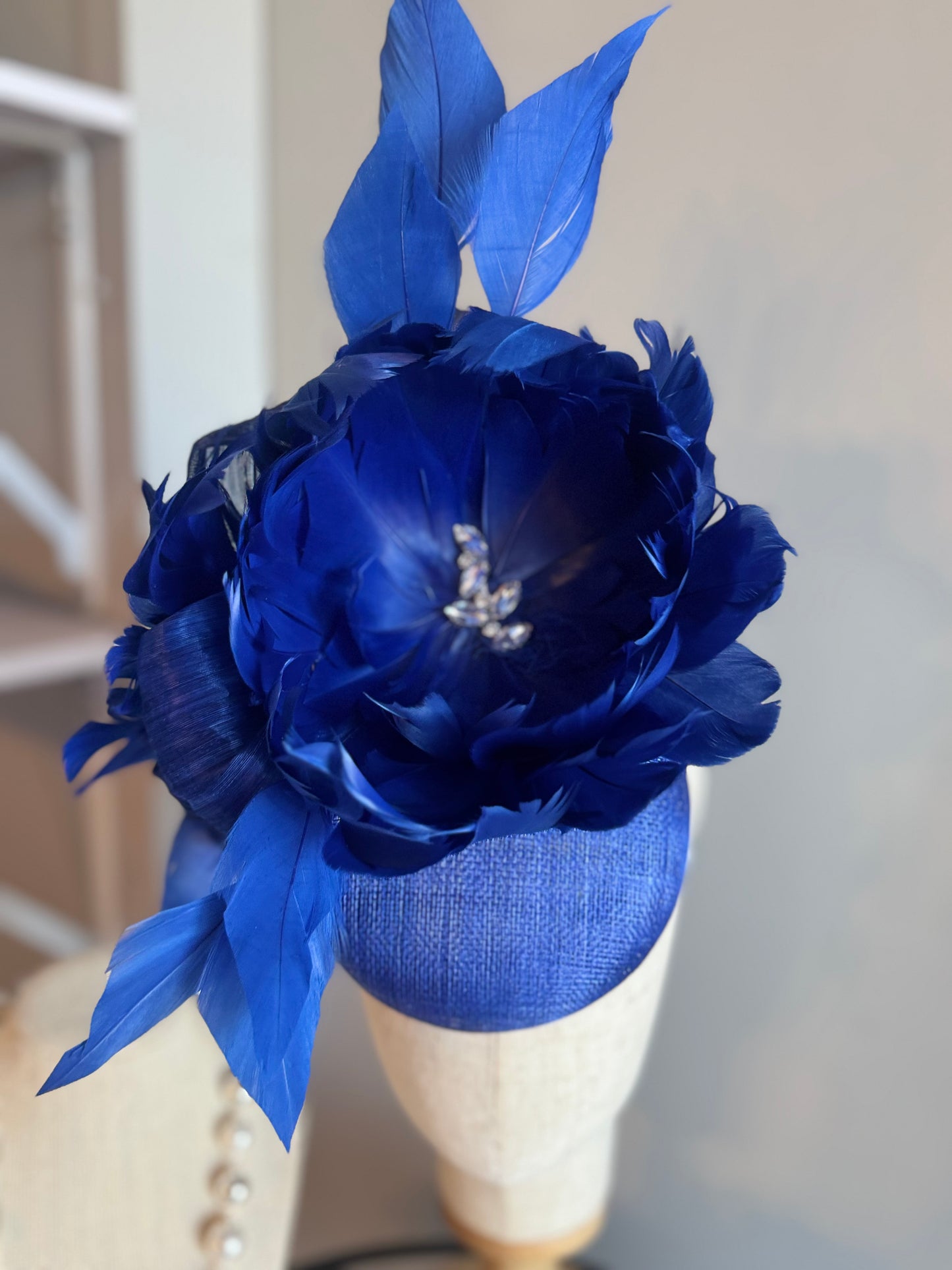 “Felicity” cobalt blue feather statement