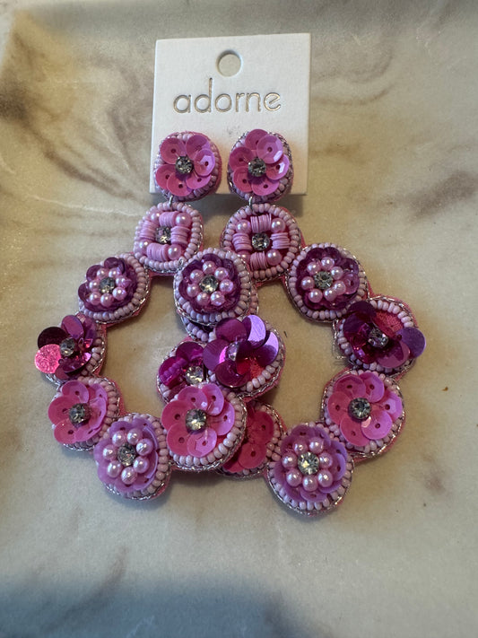 Adorne pink sequin earrings