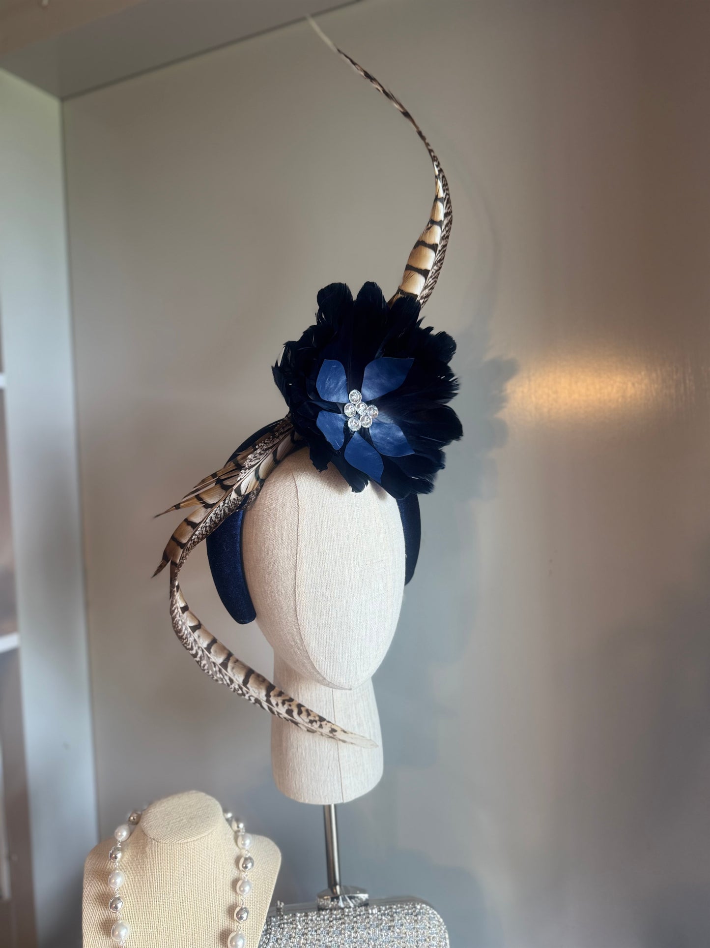 “Taylor” Navy feather statement