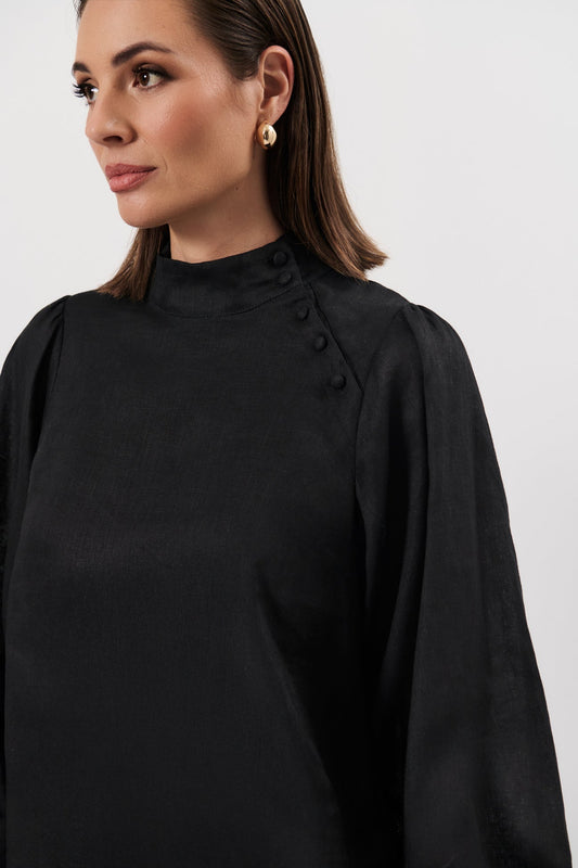 Reign linen top black size 8