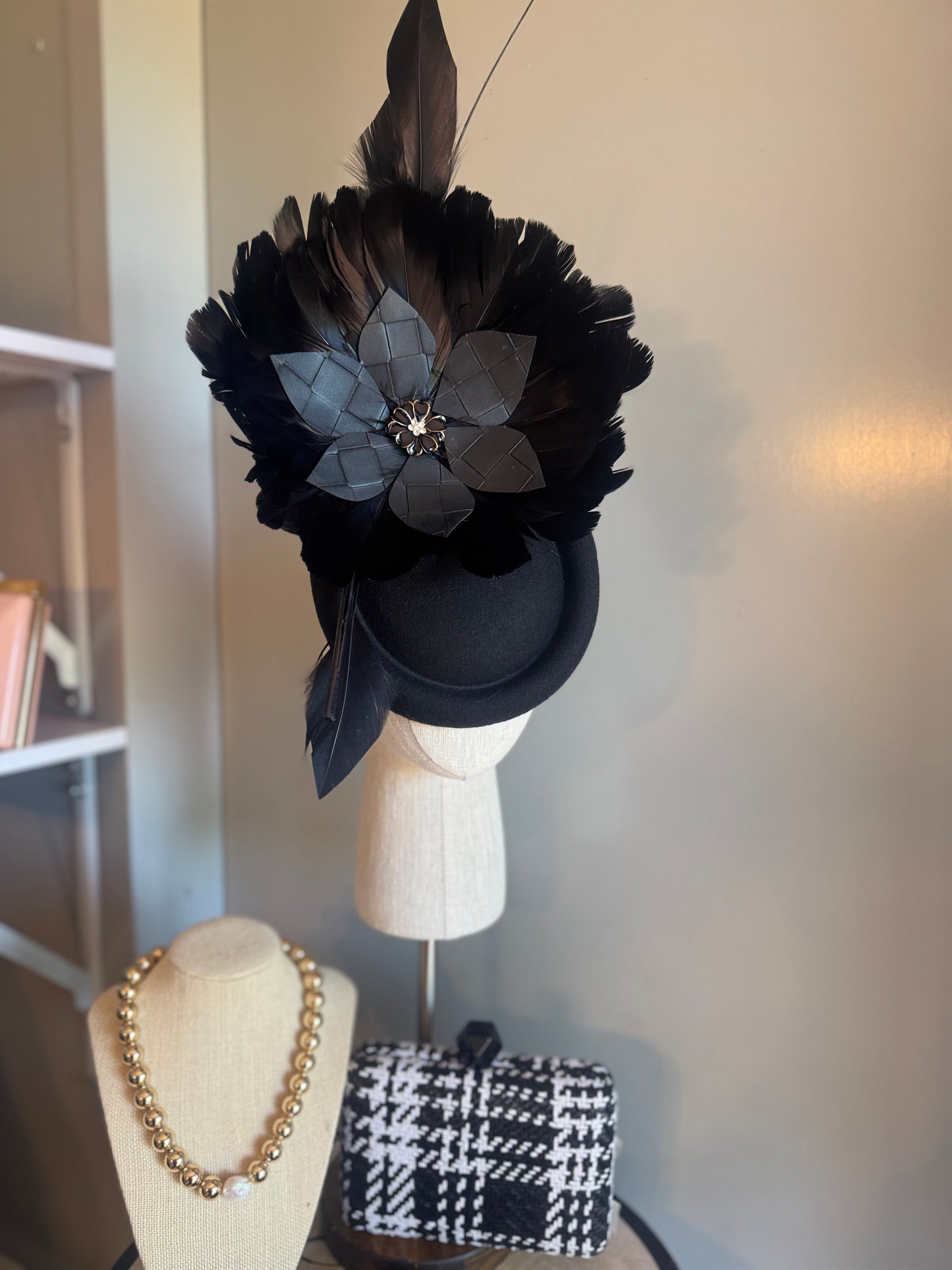 “Nettie” black feather statement