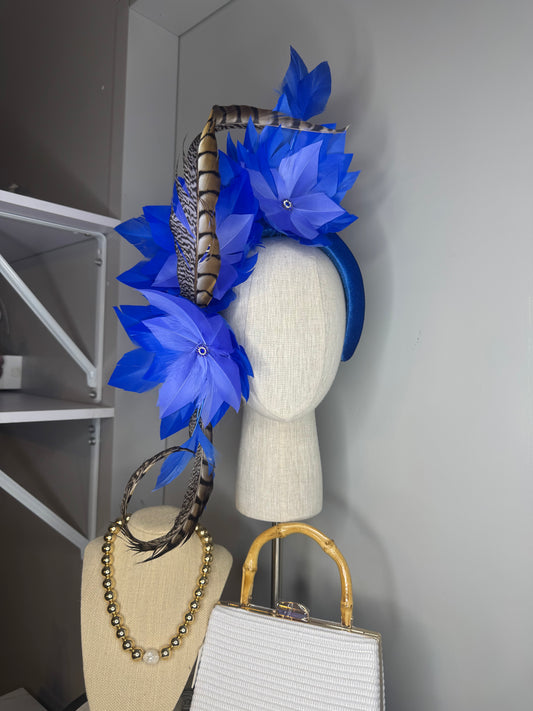 “Lola” blue feather statement