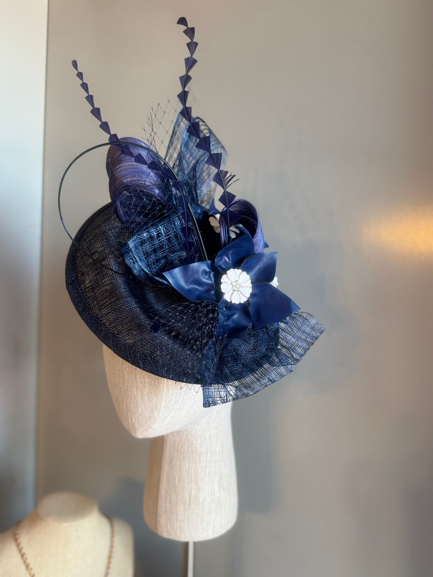 “Lucy” navy statement fascinator