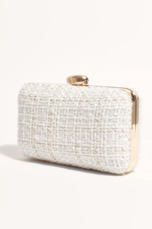 Luisa Boucle Structured Clutch white