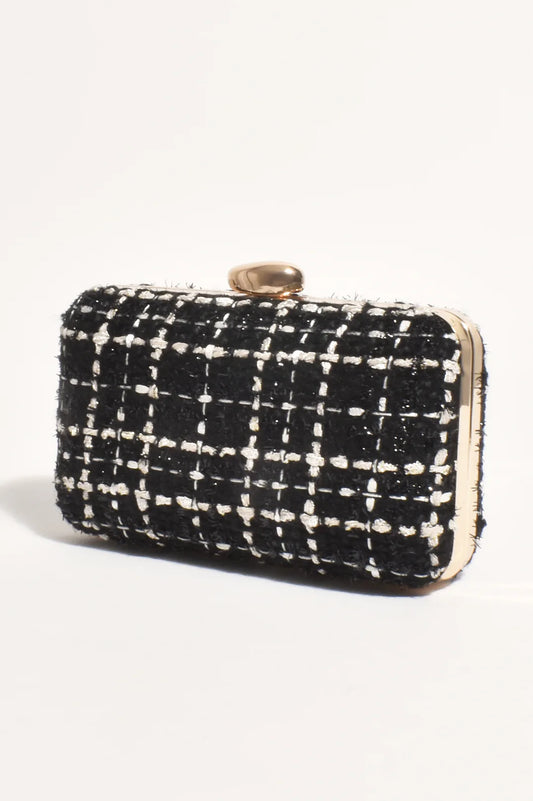 Luisa Boucle Structured Clutch black