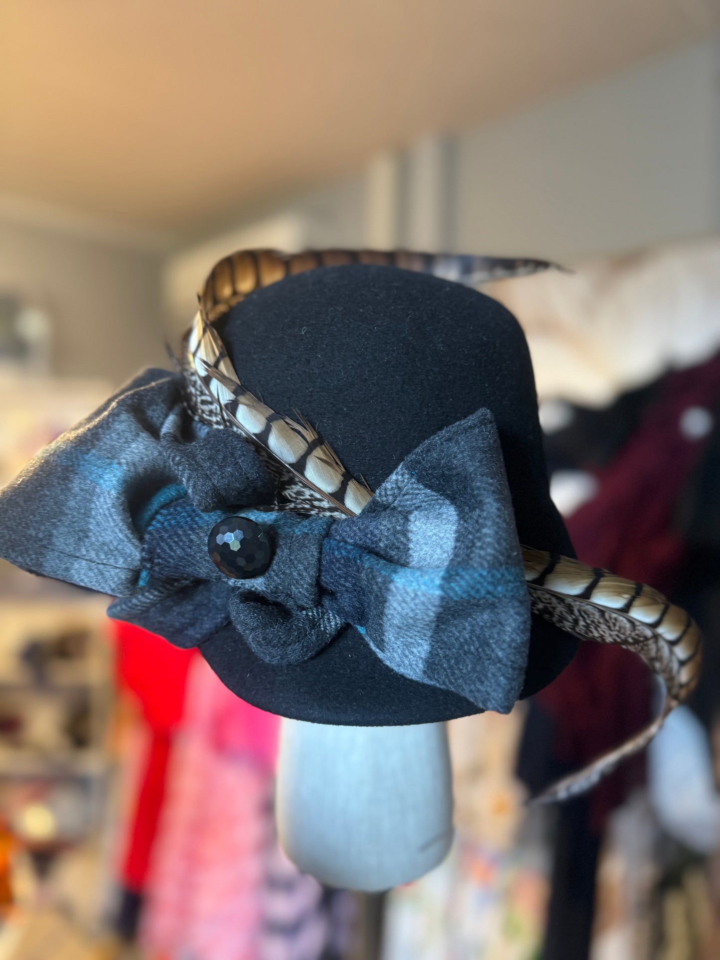 “Ivy” black bow cap statement(custom)