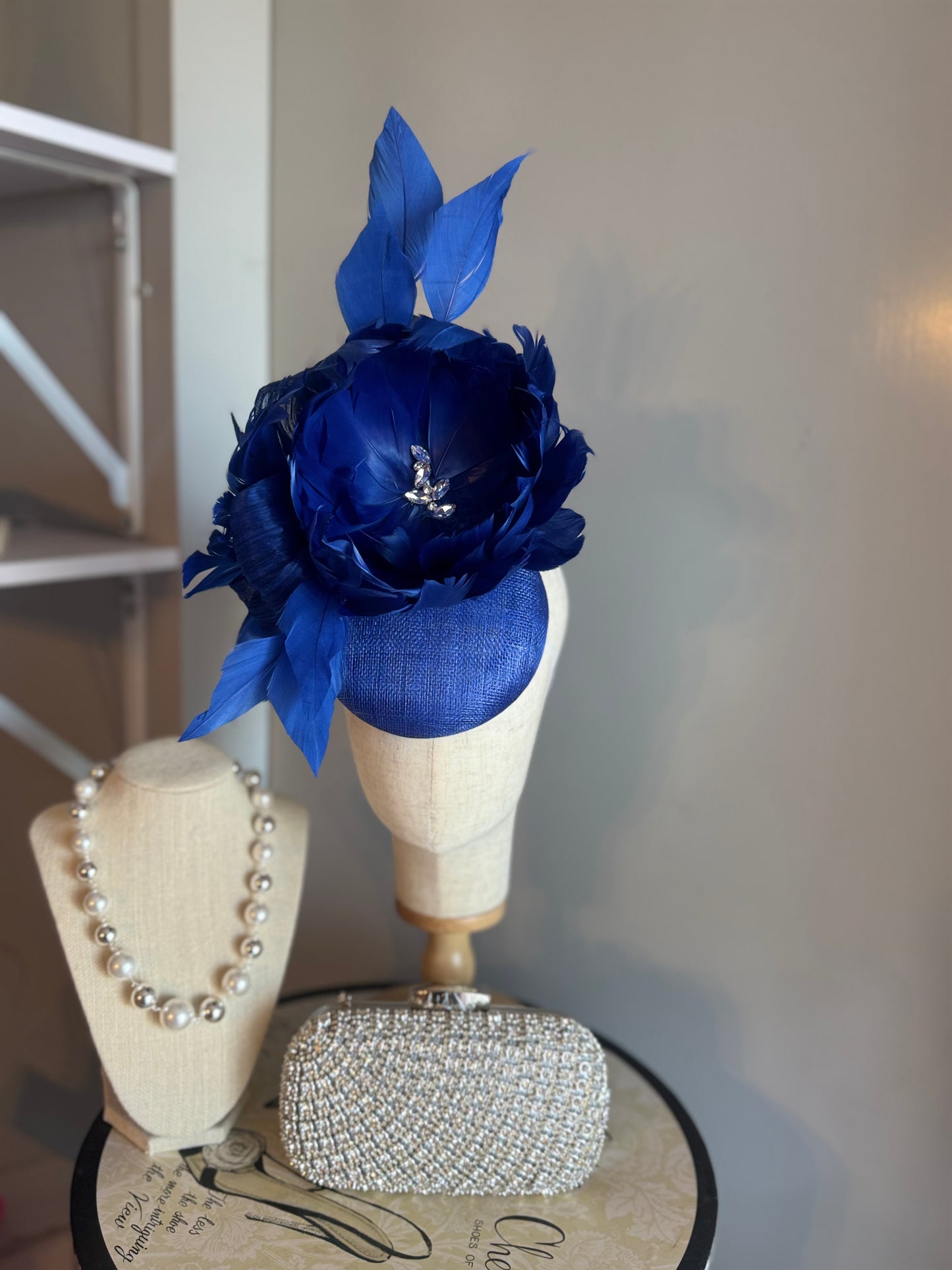 “Felicity” cobalt blue feather statement