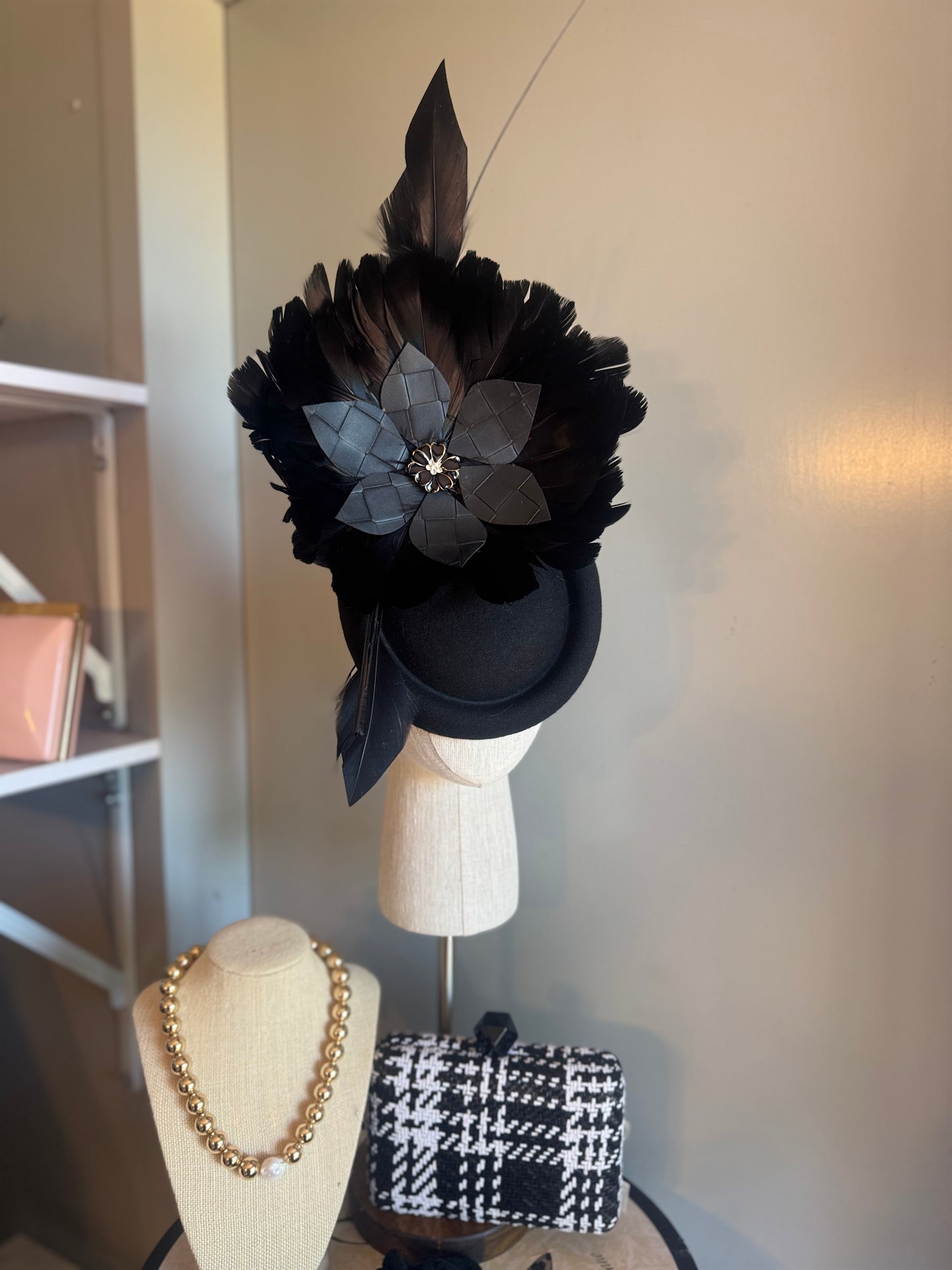 “Nettie” black feather statement