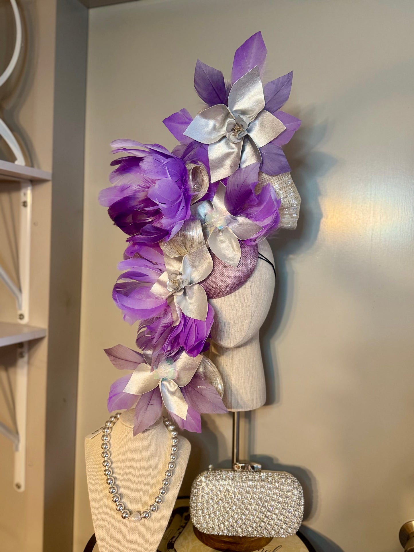 “Lavender May” lilac & silver statement