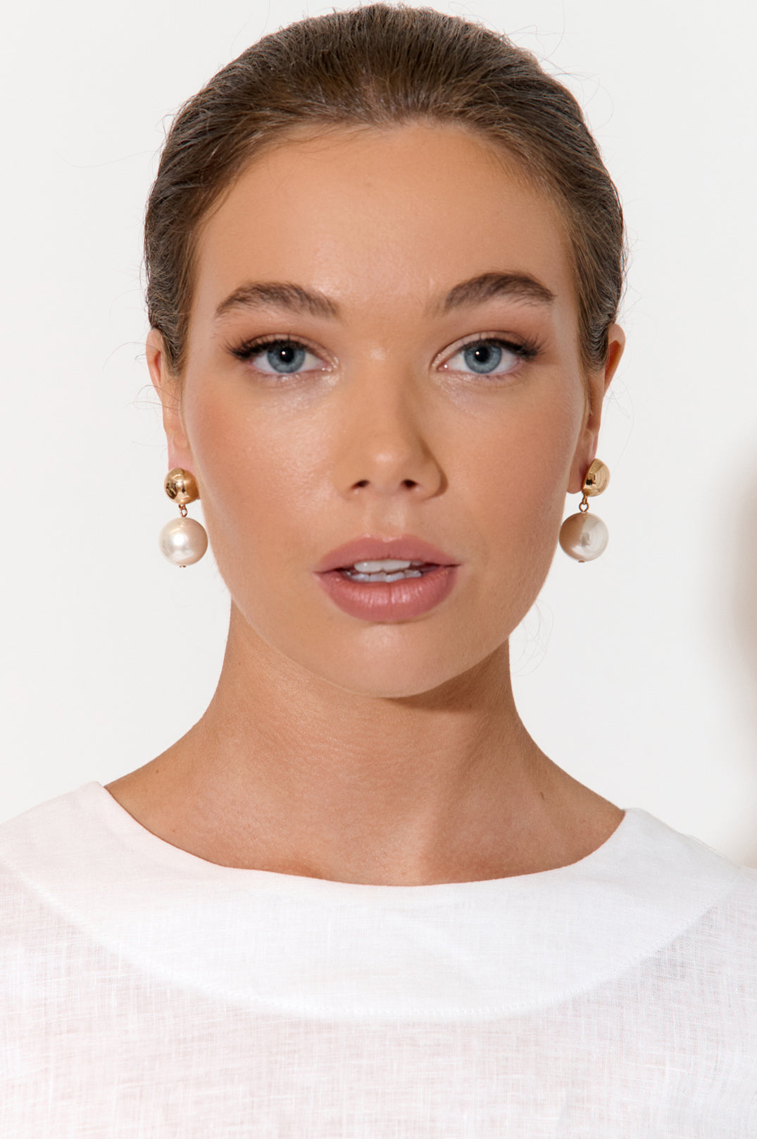 Dome Top Faux Pearl Earrings