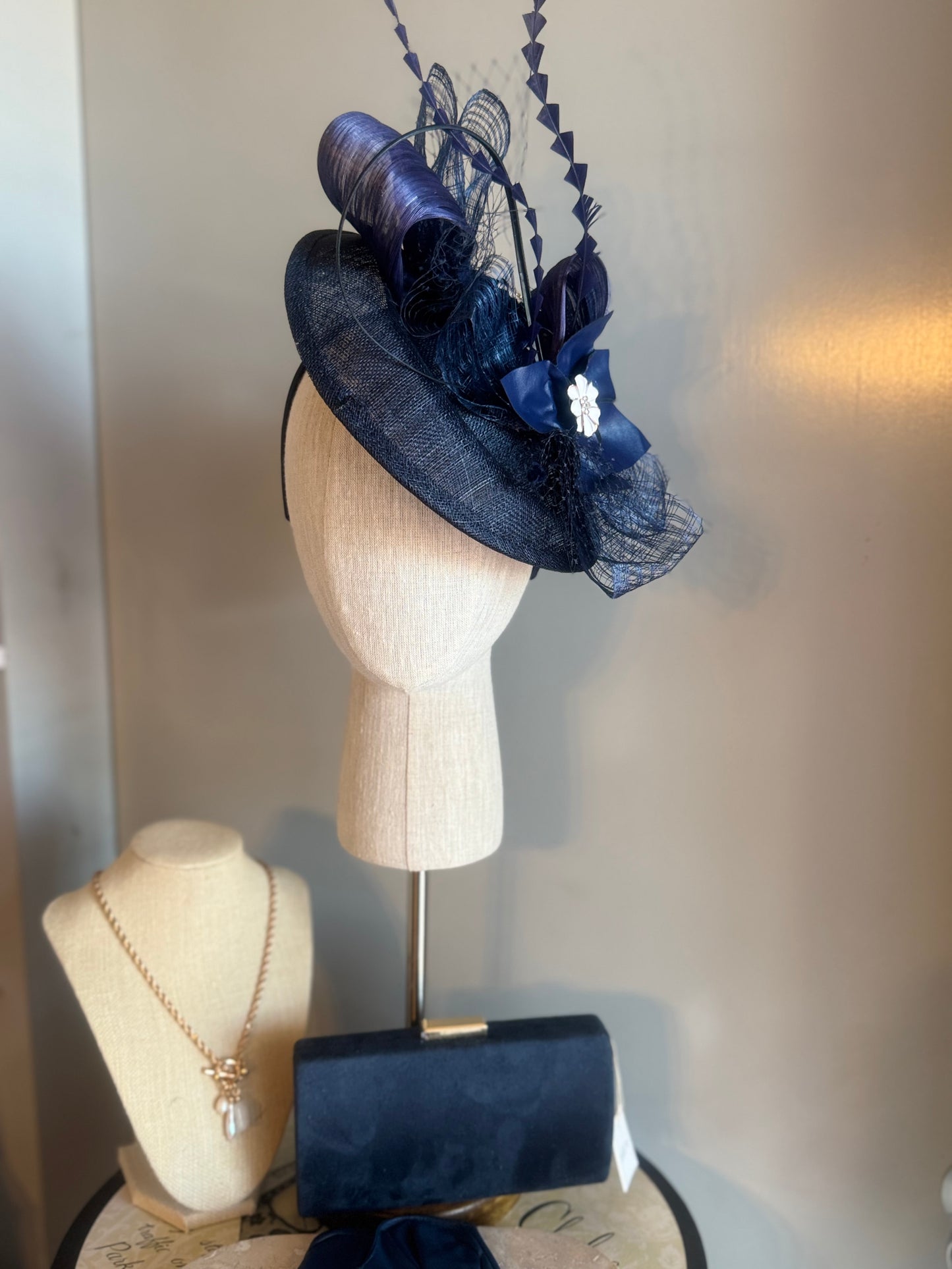 “Lucy” navy statement fascinator