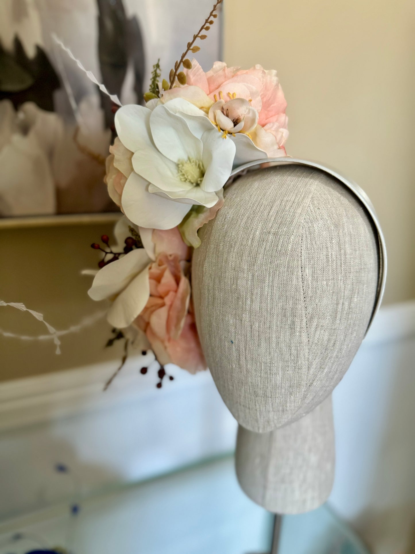 “Aubrey” white & blush floral