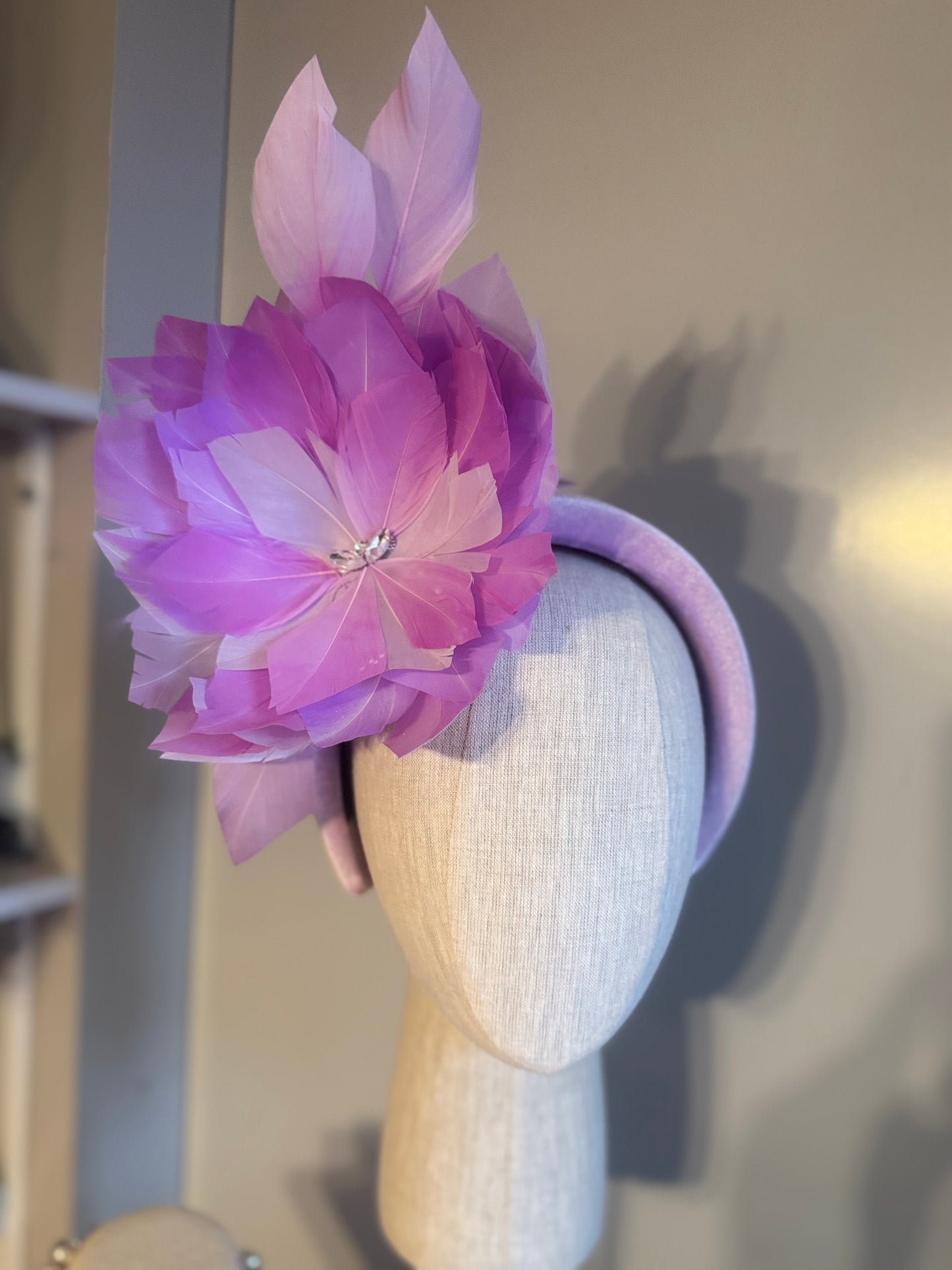 “Dimity” lilac feather floral