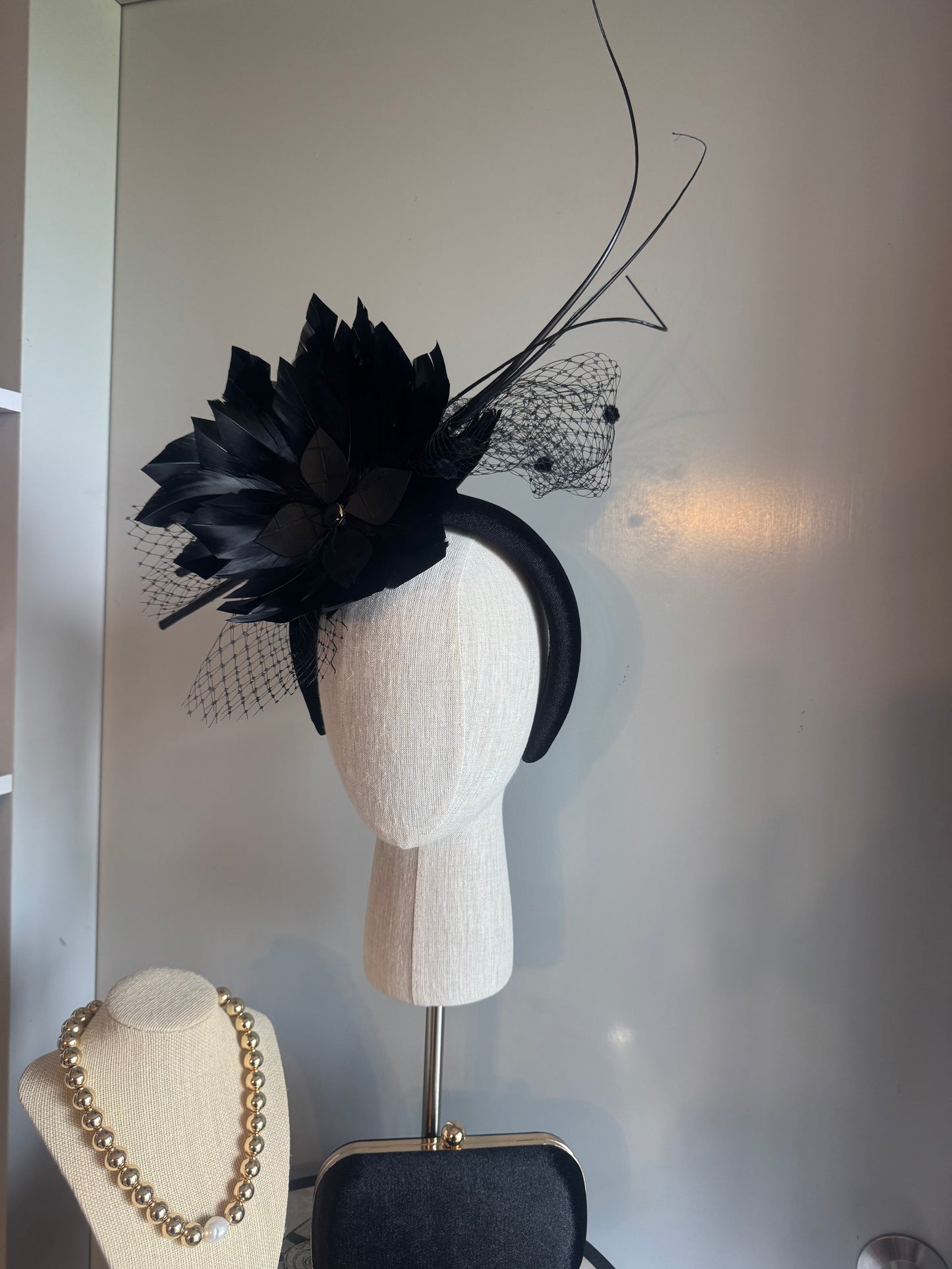 “bobbi” black feather statement