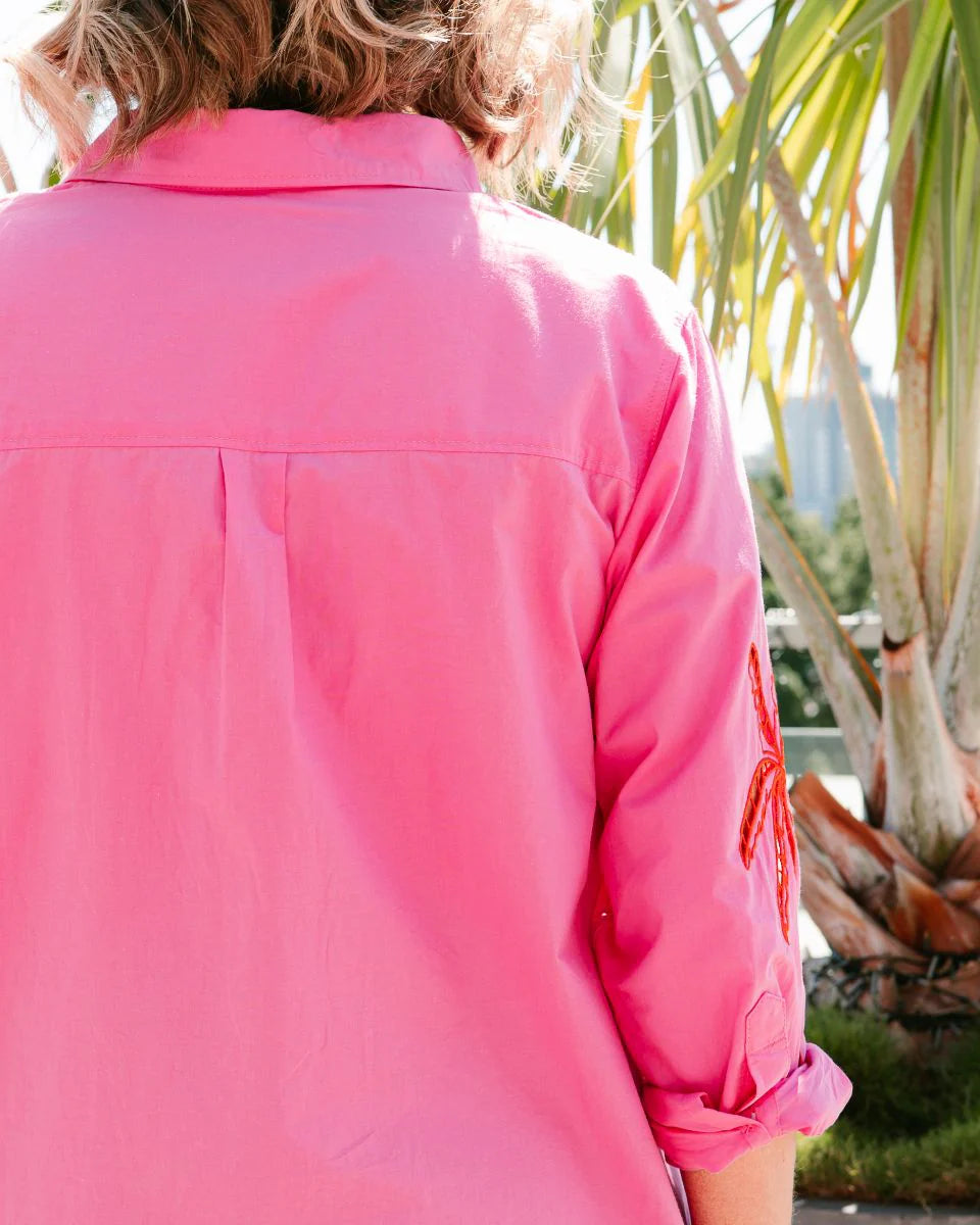 Briella pink palm cotton shirt size xLarge(16/18)