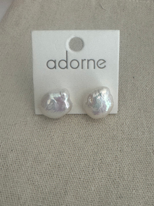 Adorne freshwater button pear earrings