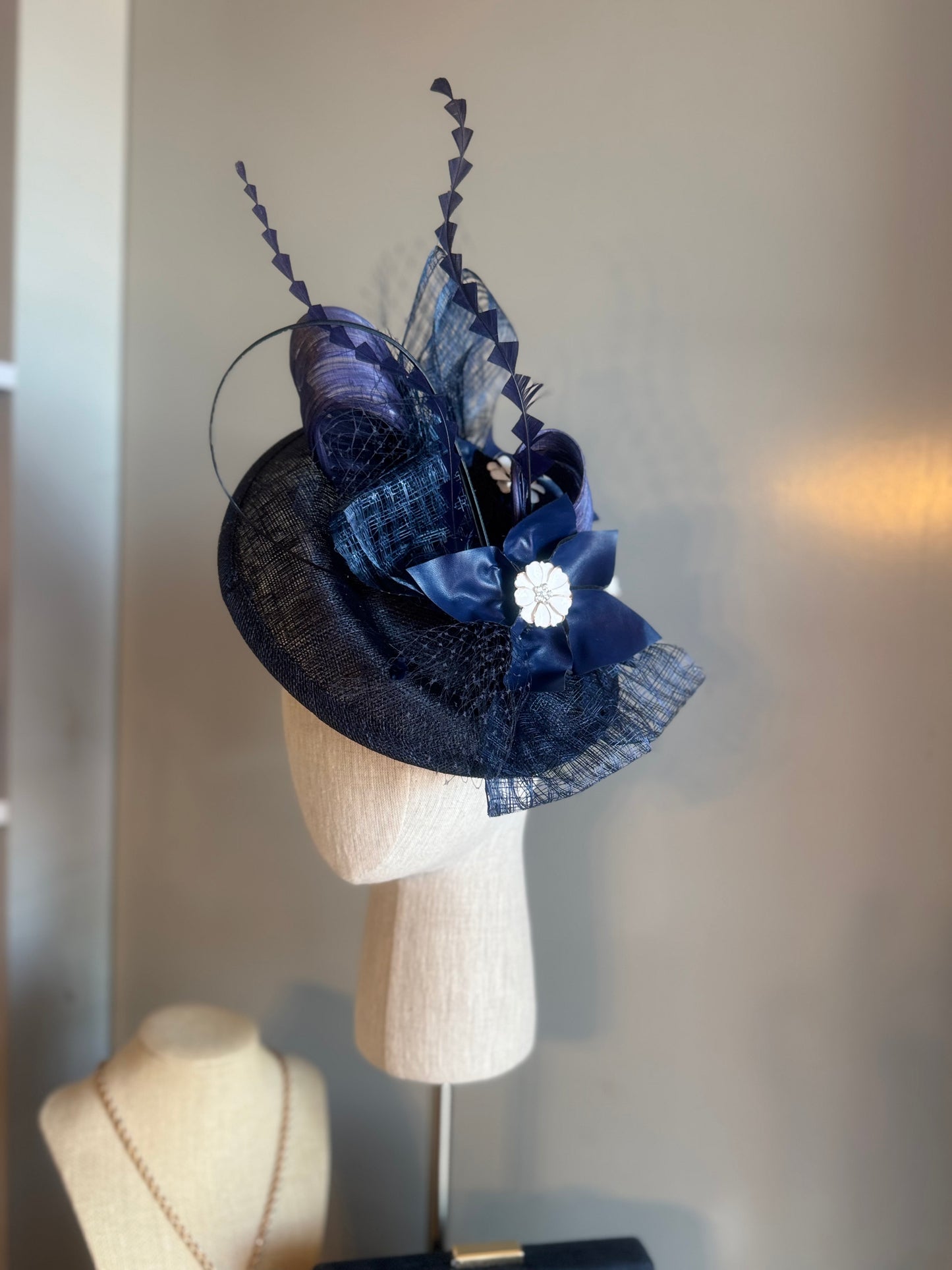 “Lucy” navy statement fascinator