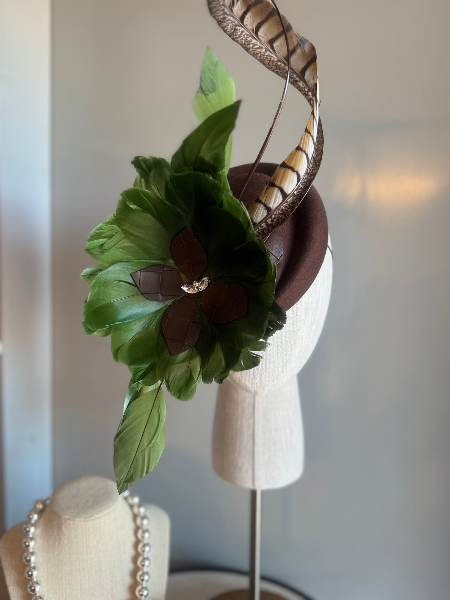 “Gretchen” Brown & Moss statement felt/wool pillbox