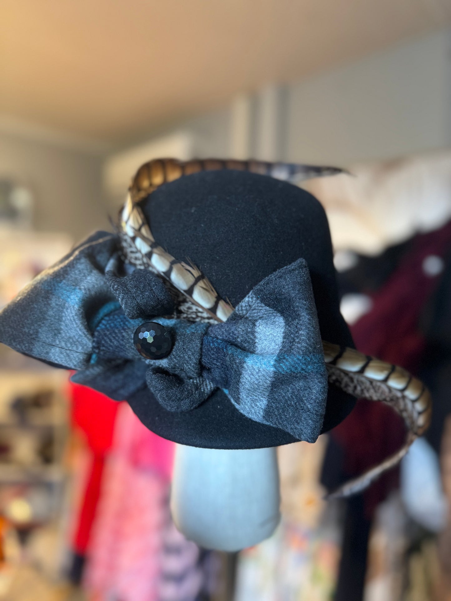“Ivy” black bow cap statement(custom)